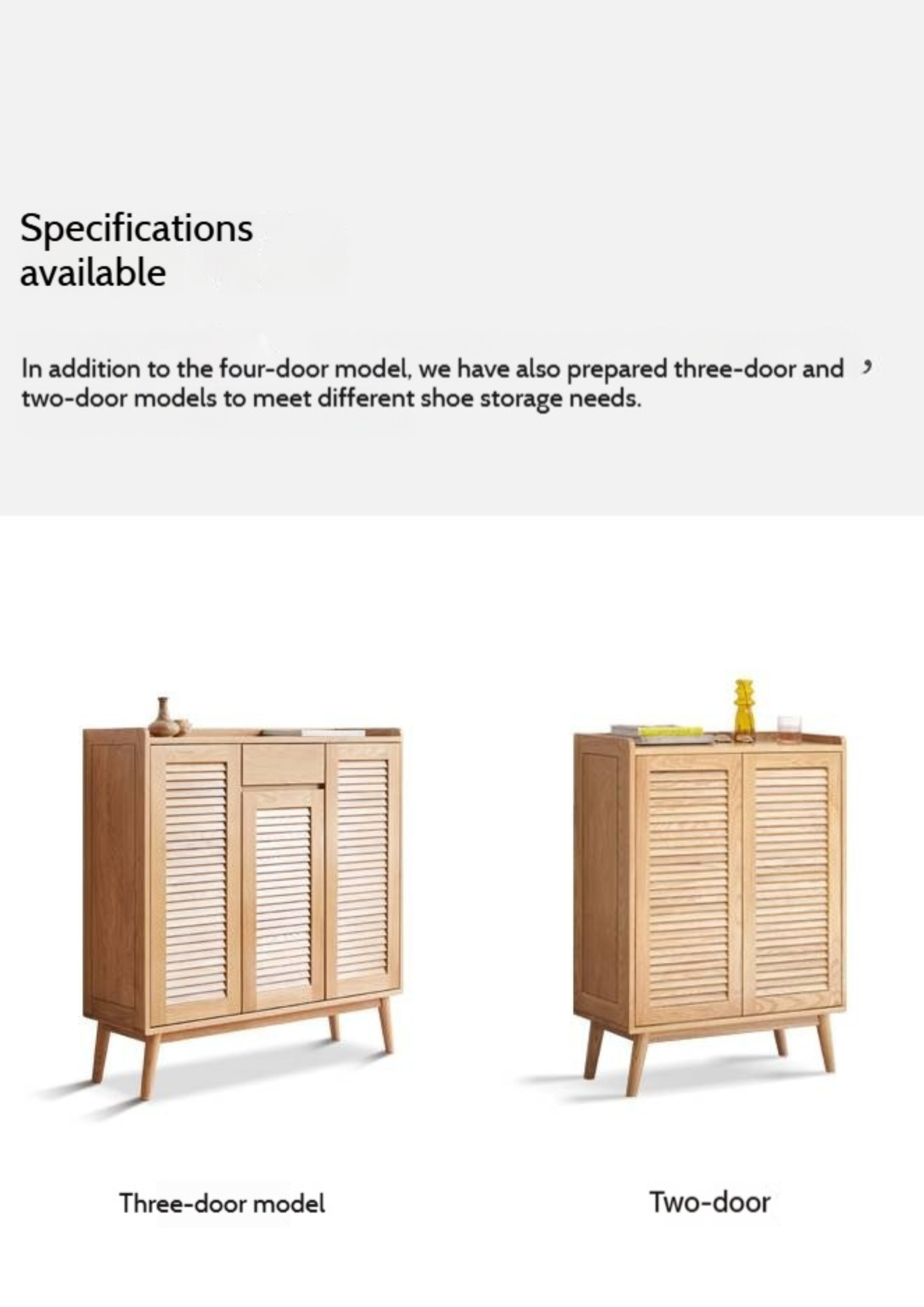 Oak Solid Wood Shutter Door Shoe Cabinet