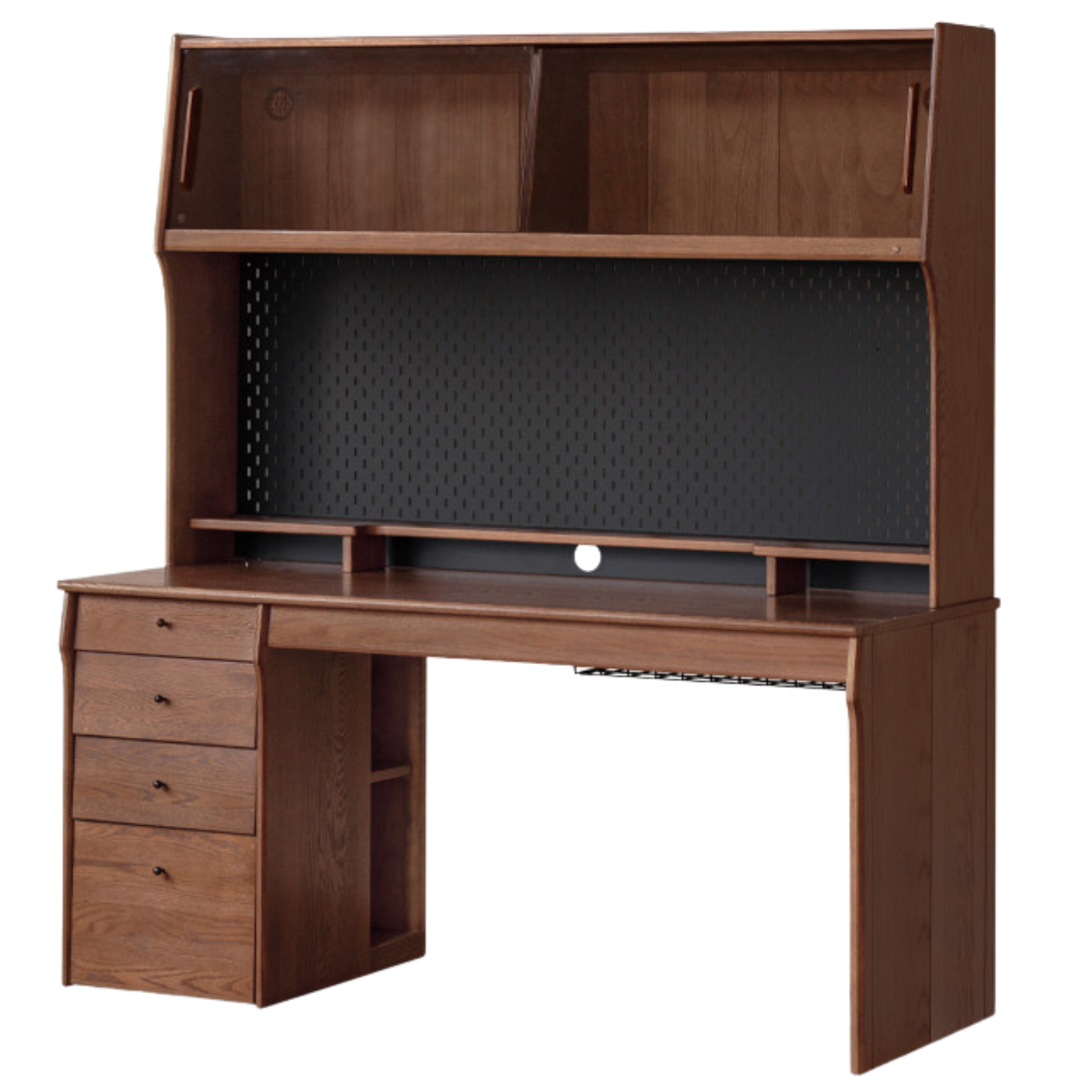 Oak Solid Wood Computer Desk With Shelf