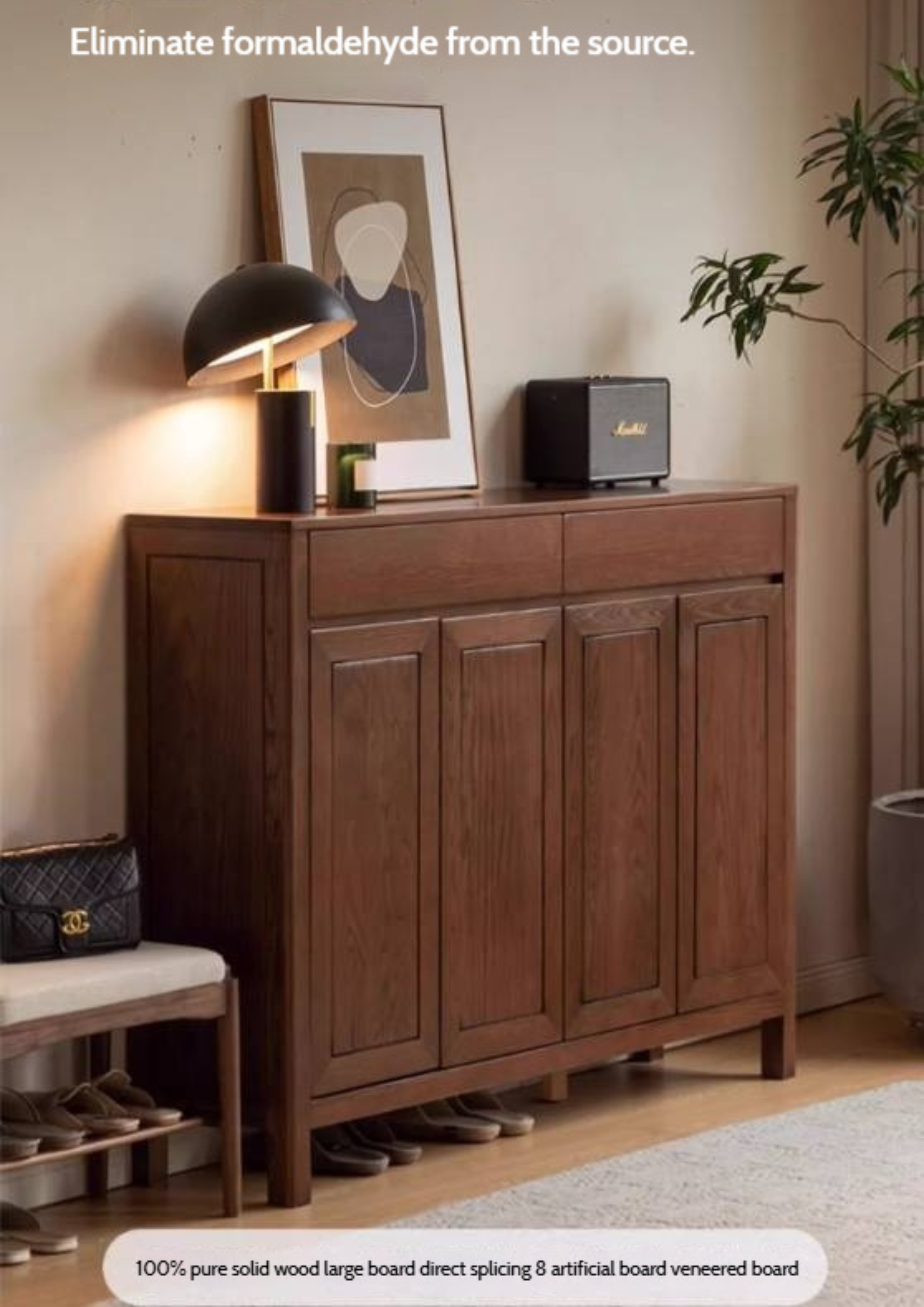 Ash Solid Wood Large Capacity Shoe Cabinet