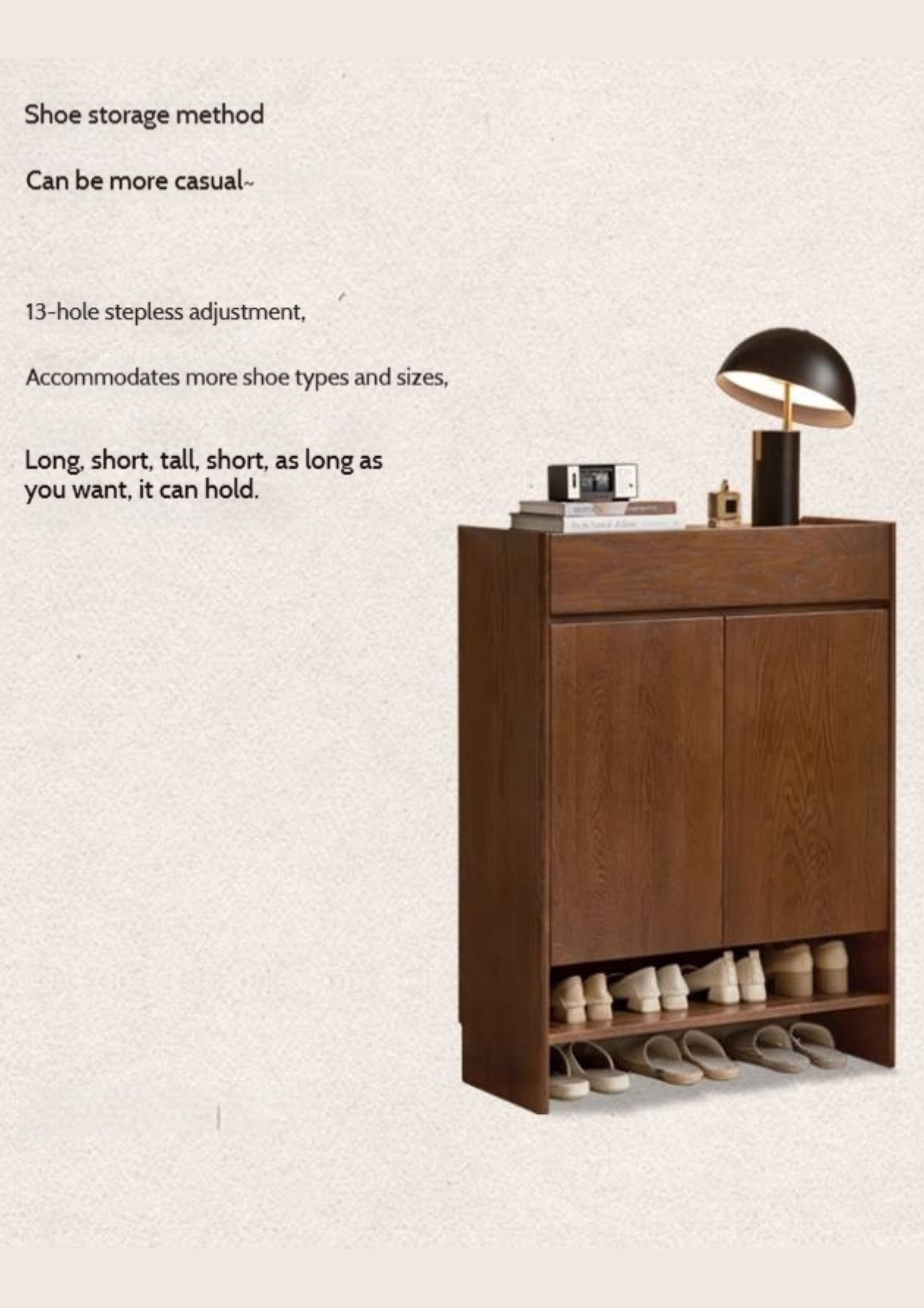 Oak Solid Wood Rock Plate Shoe Cabinet