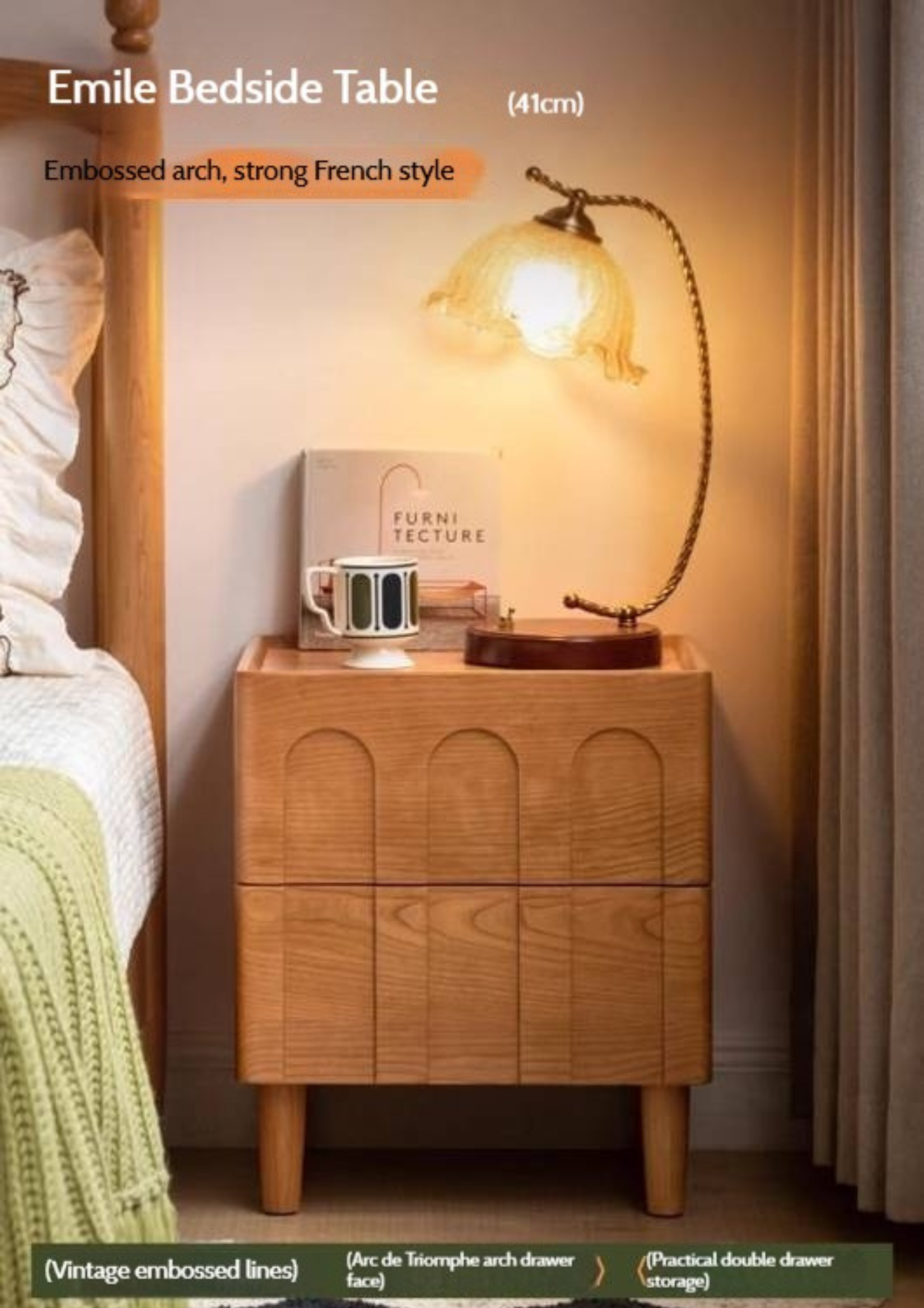 Cherry Solid Wood Retro Nightstand