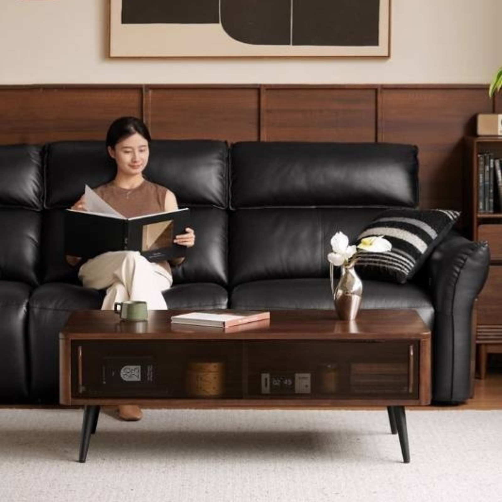 Sandalwood Solid Wood Italian Light Luxury Coffee Table