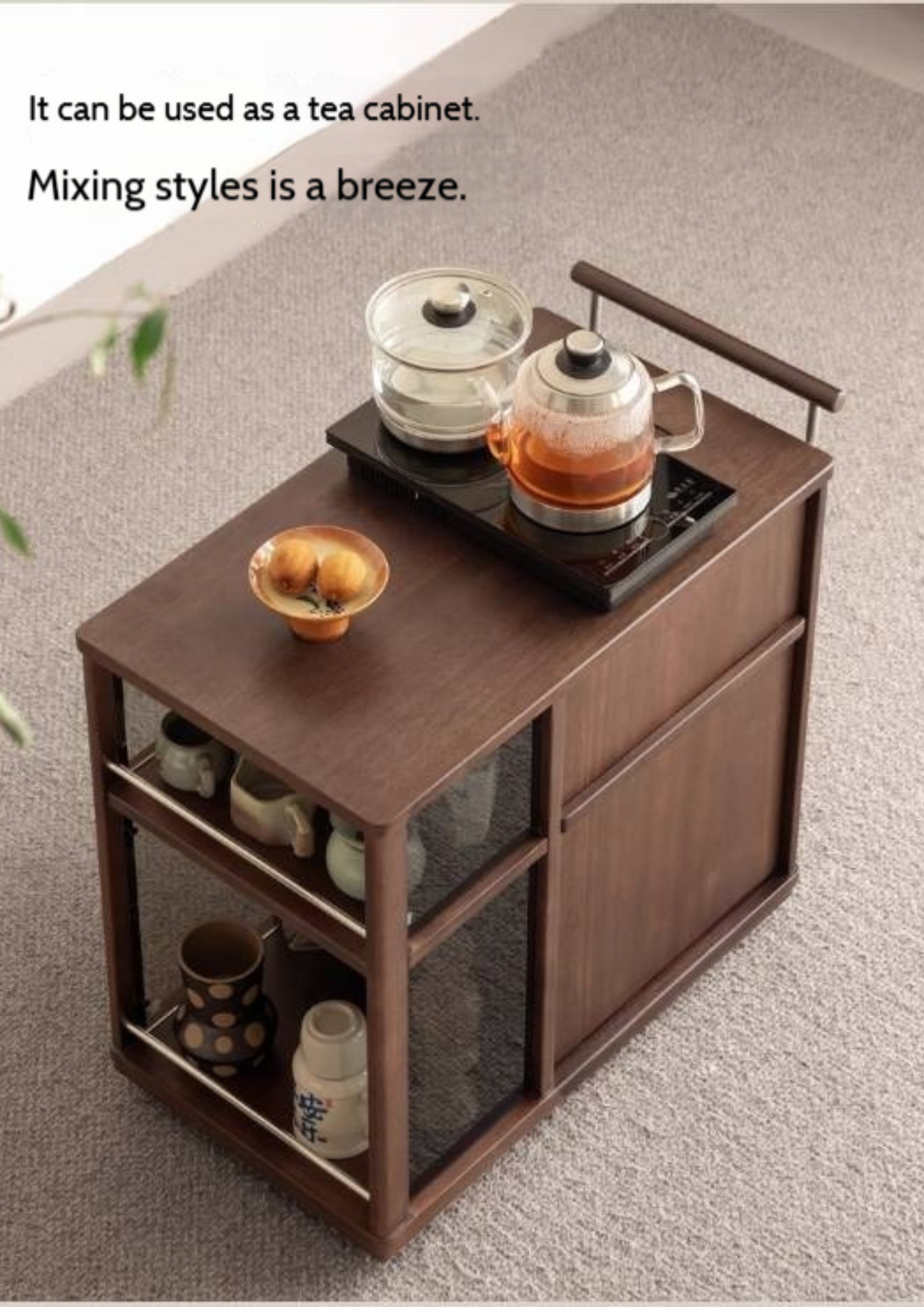 Sandalwood Italian Mobile Side Cabinet