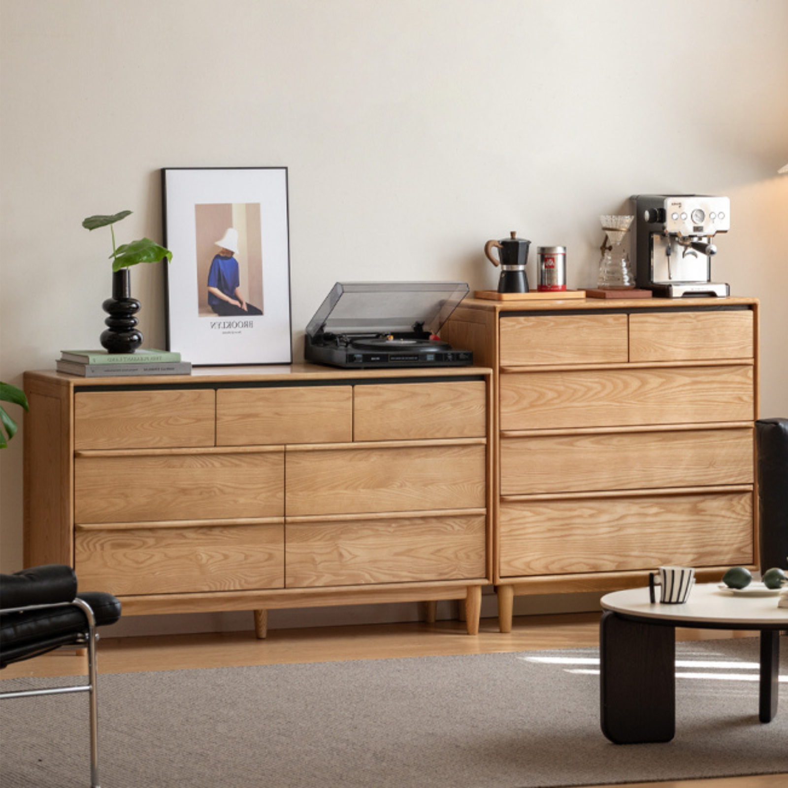Ash Solid Wood Storage Drawer Cabinet