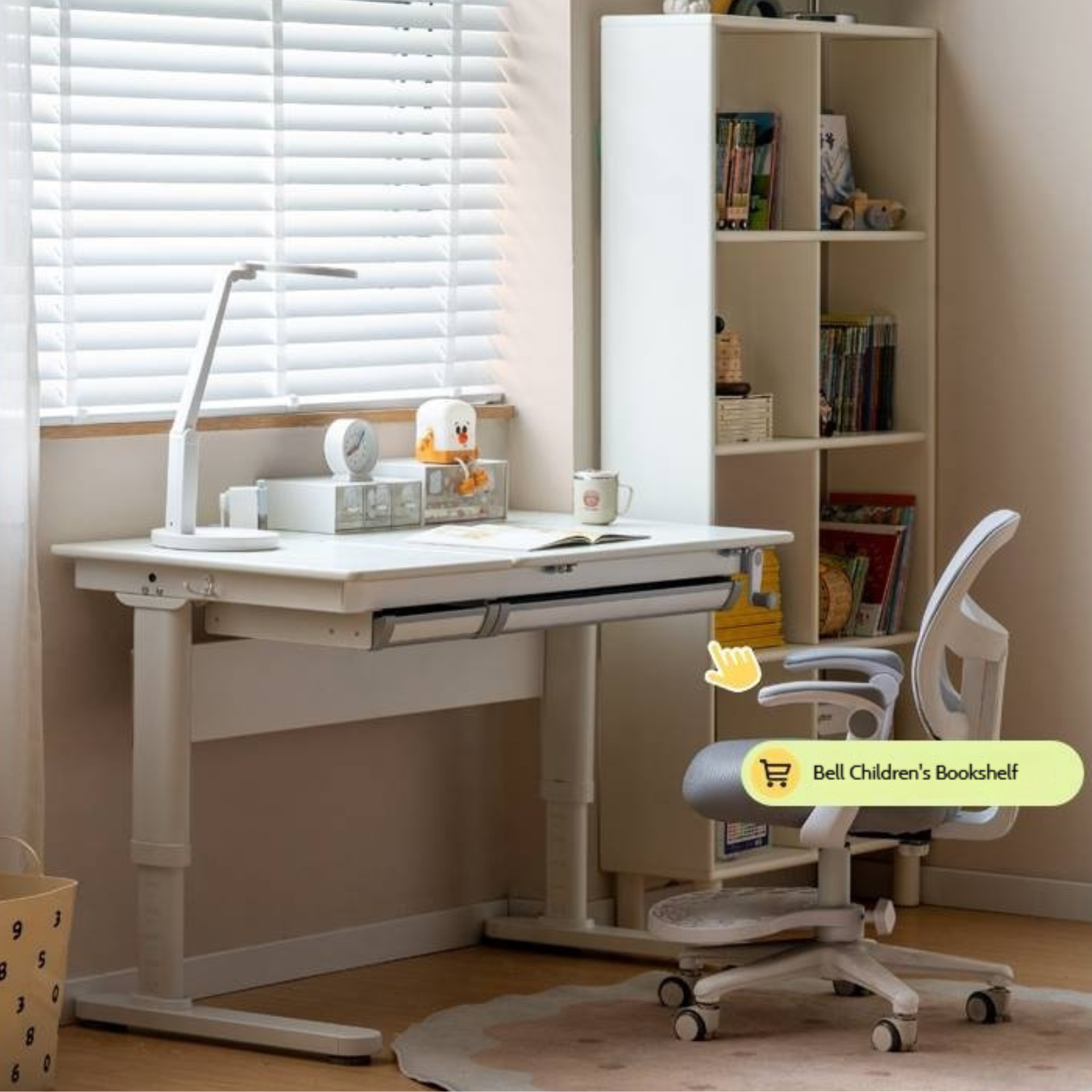 Solid Rubberwood Cream Style Children's Learning Desk