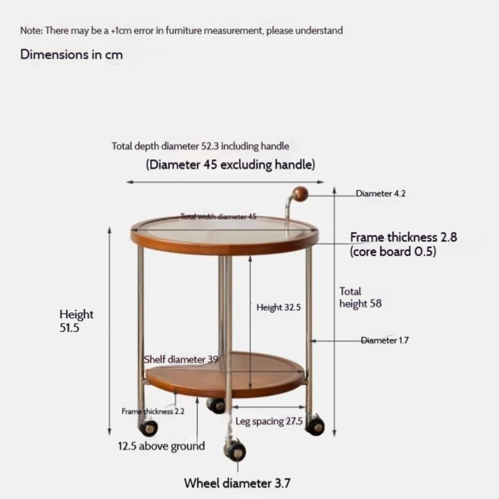 Beech Solid Wood Vintage Style Double Layer Glass Coffee Table