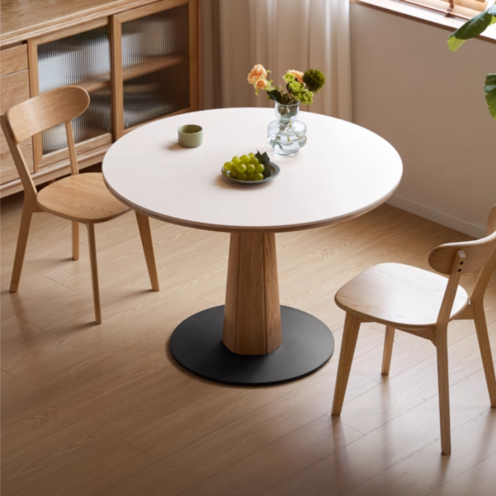 Oak Solid Wood Slab Round Dining Table