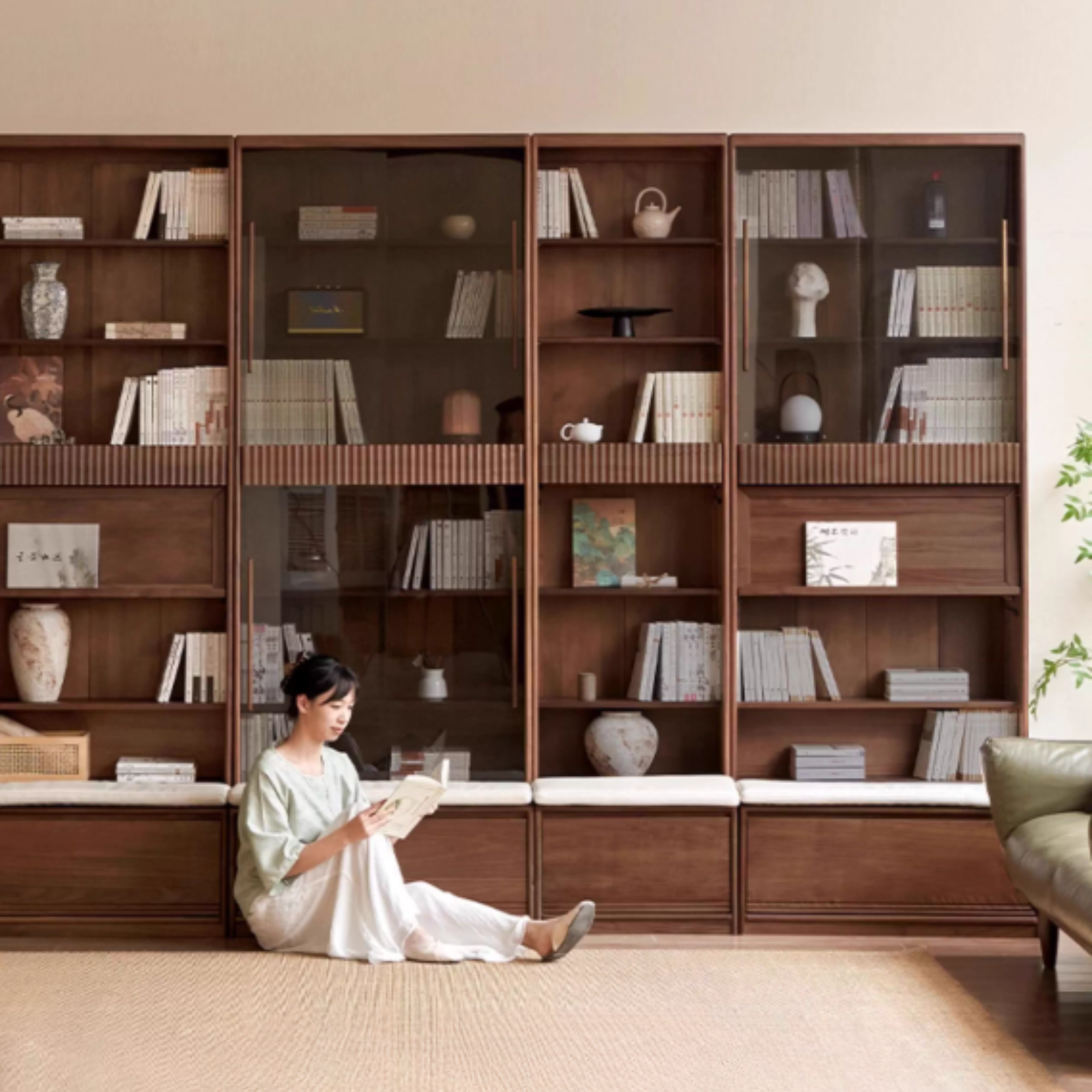 Ash Solid Wood Wall Combination Bookshelf