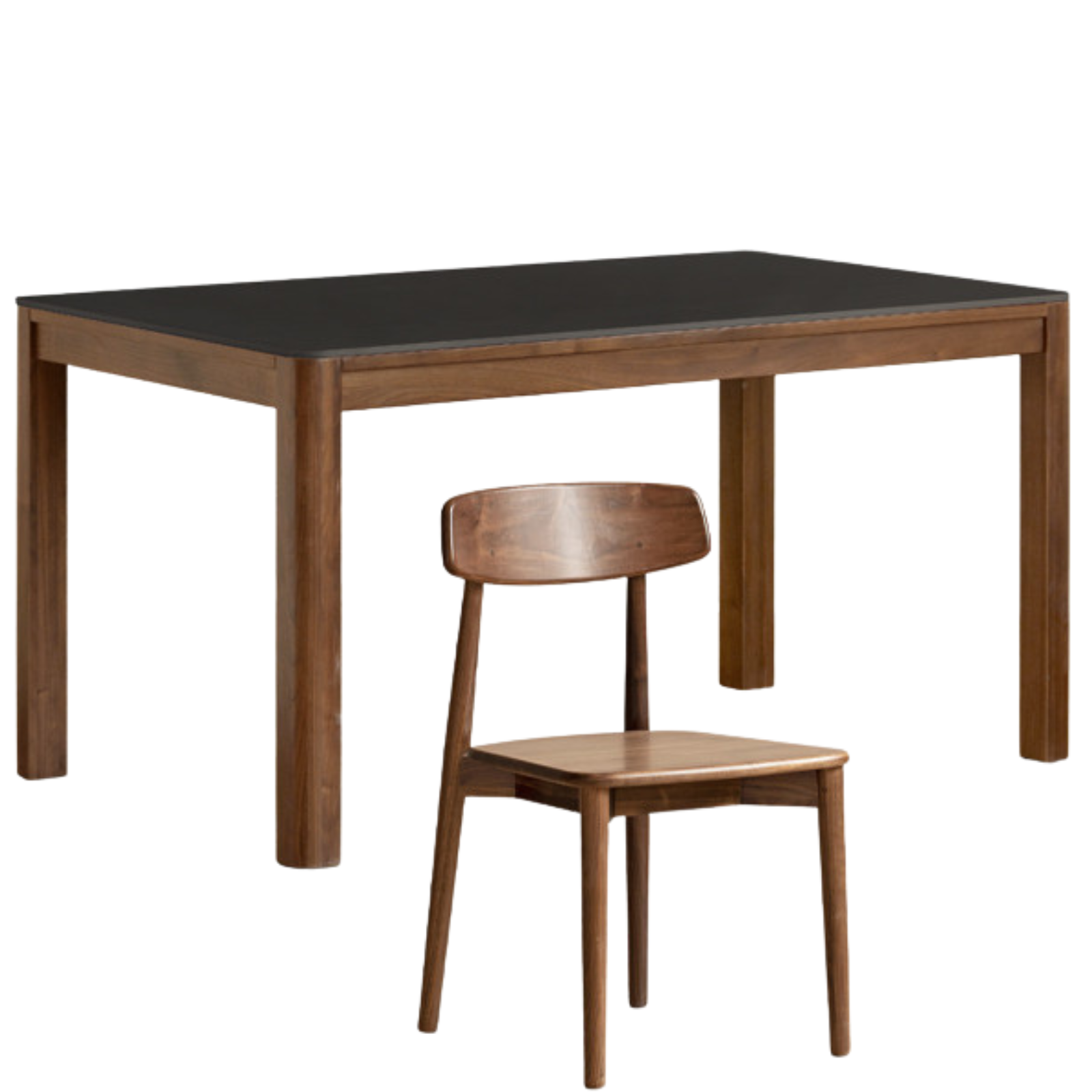 Black Walnut Solid Wood Light Luxury Style Rock Plate Dining Table