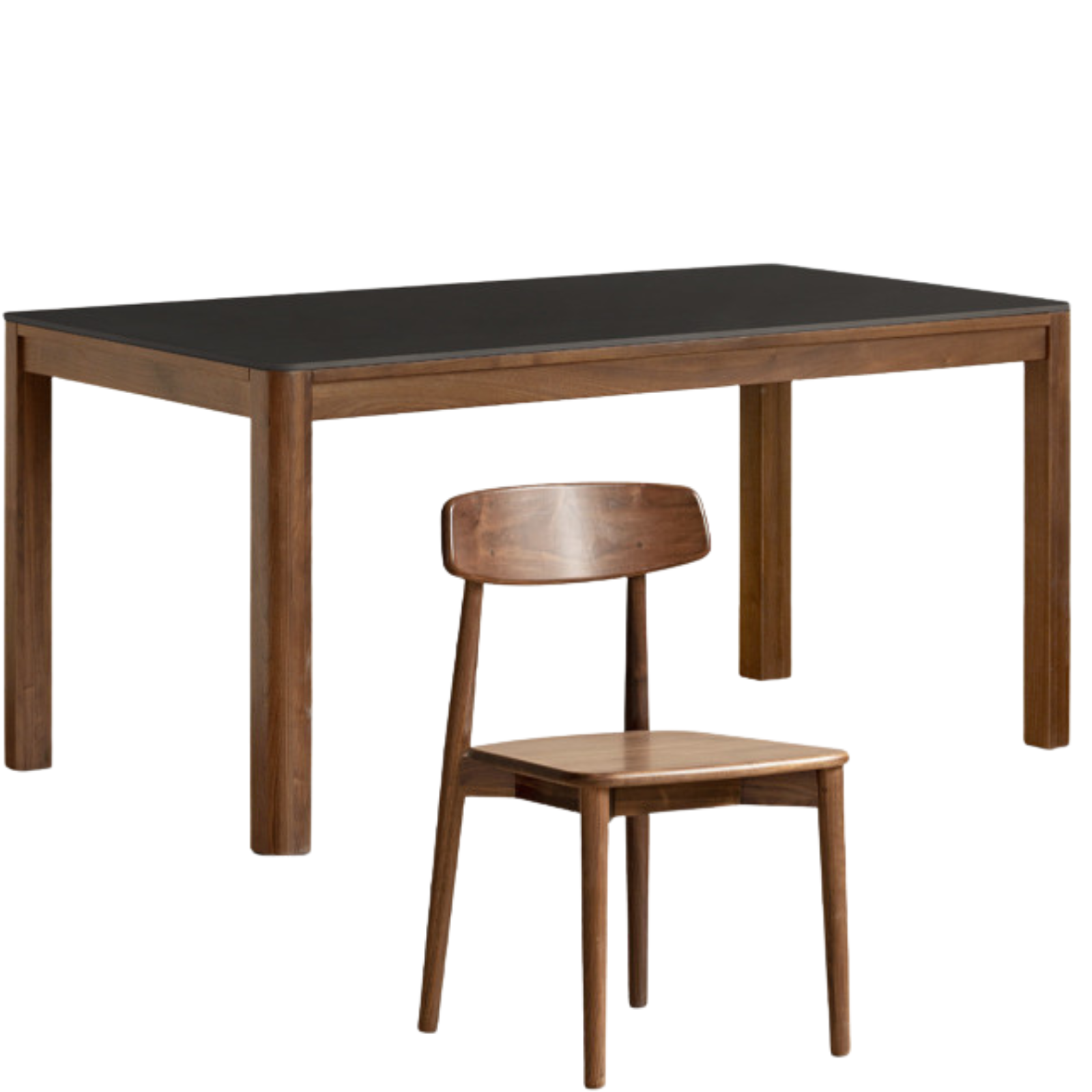 Black Walnut Solid Wood Light Luxury Style Rock Plate Dining Table
