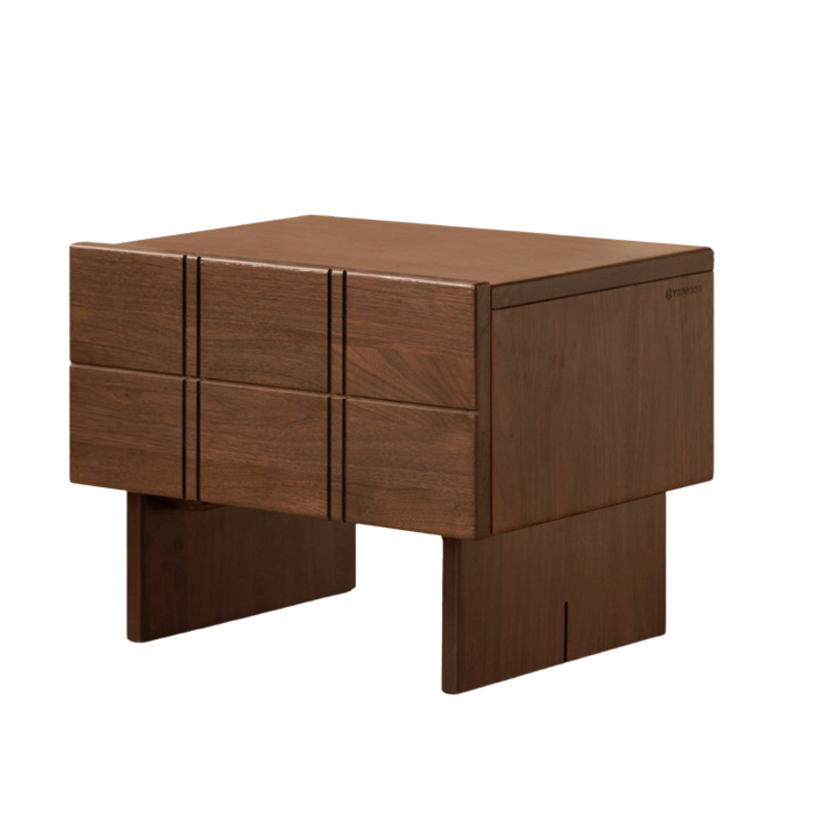 Black Walnut, Oak Wood Wabi-Sabi Style Nightstand