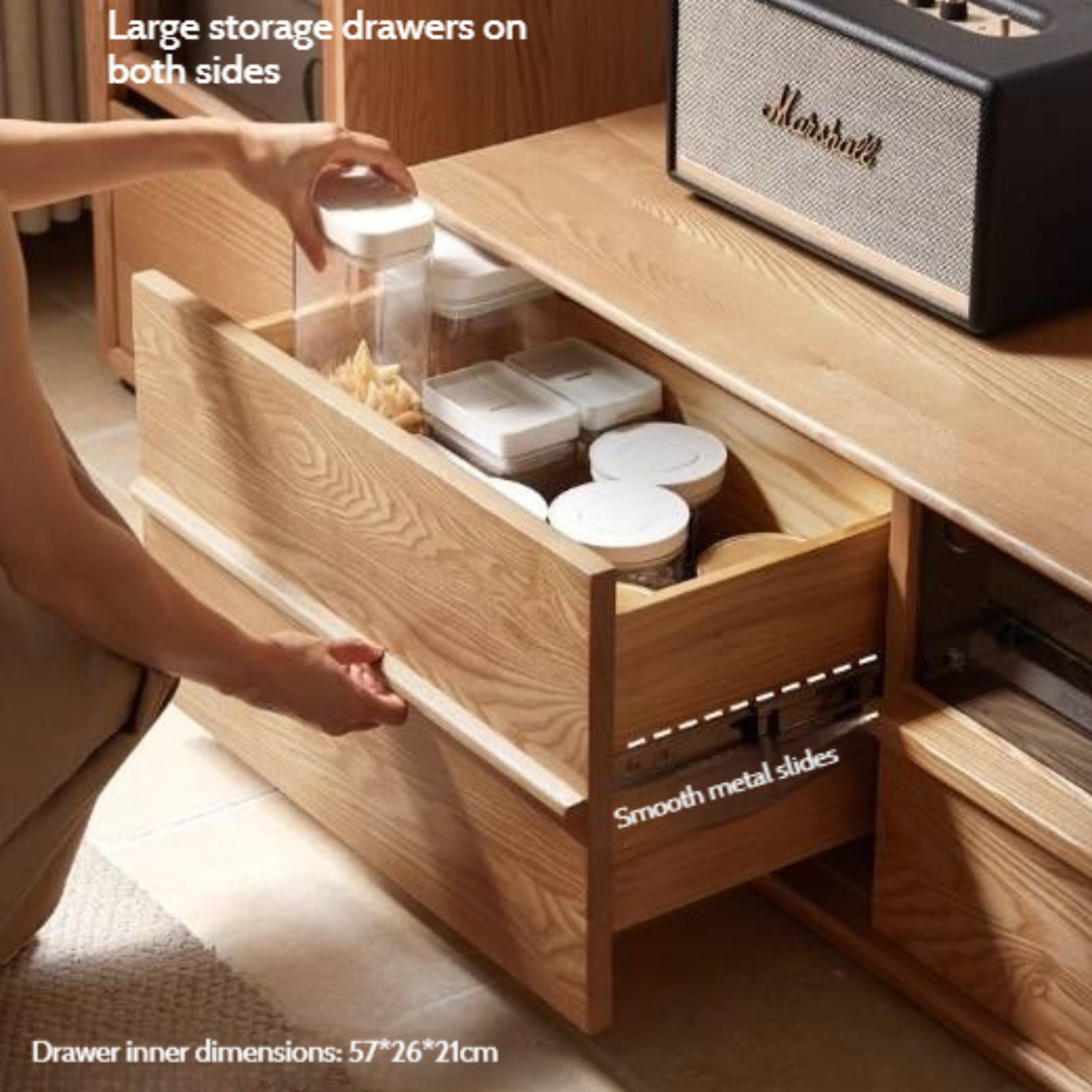 Ash Solid Wood Wabi-Sabi Style TV Cabinet