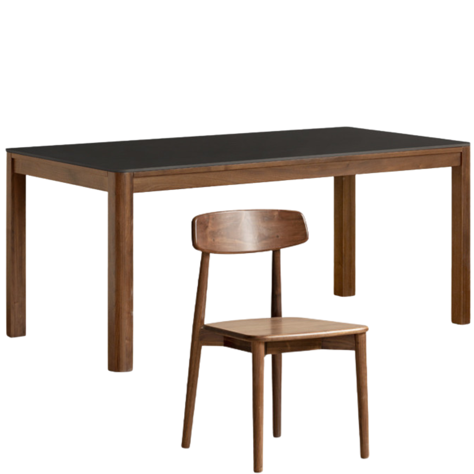 Black Walnut Solid Wood Light Luxury Style Rock Plate Dining Table