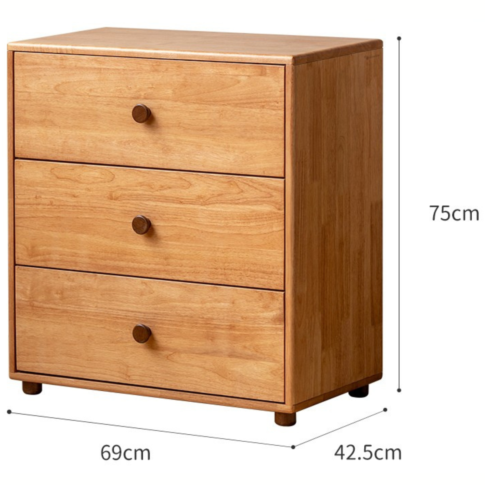 Solid Rubber Wood, Beech Solid Wood Nordic Style Children's Chest of Drawers