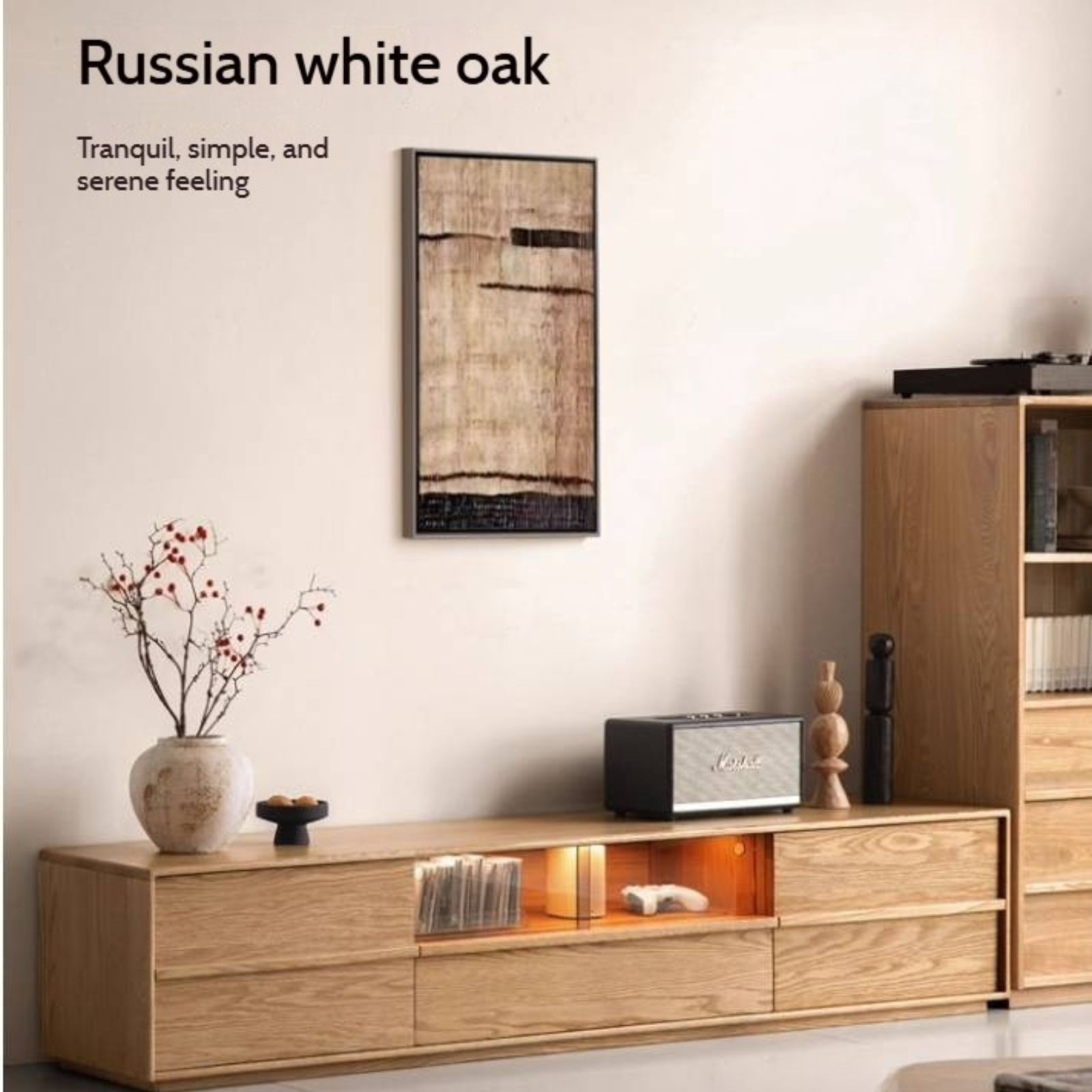 Ash Solid Wood Wabi-Sabi Style TV Cabinet