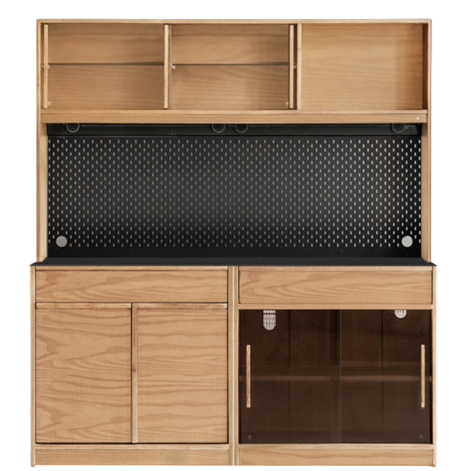 Black Walnut, Ash Solid Wood Light Luxury Style Rock Board Sideboard