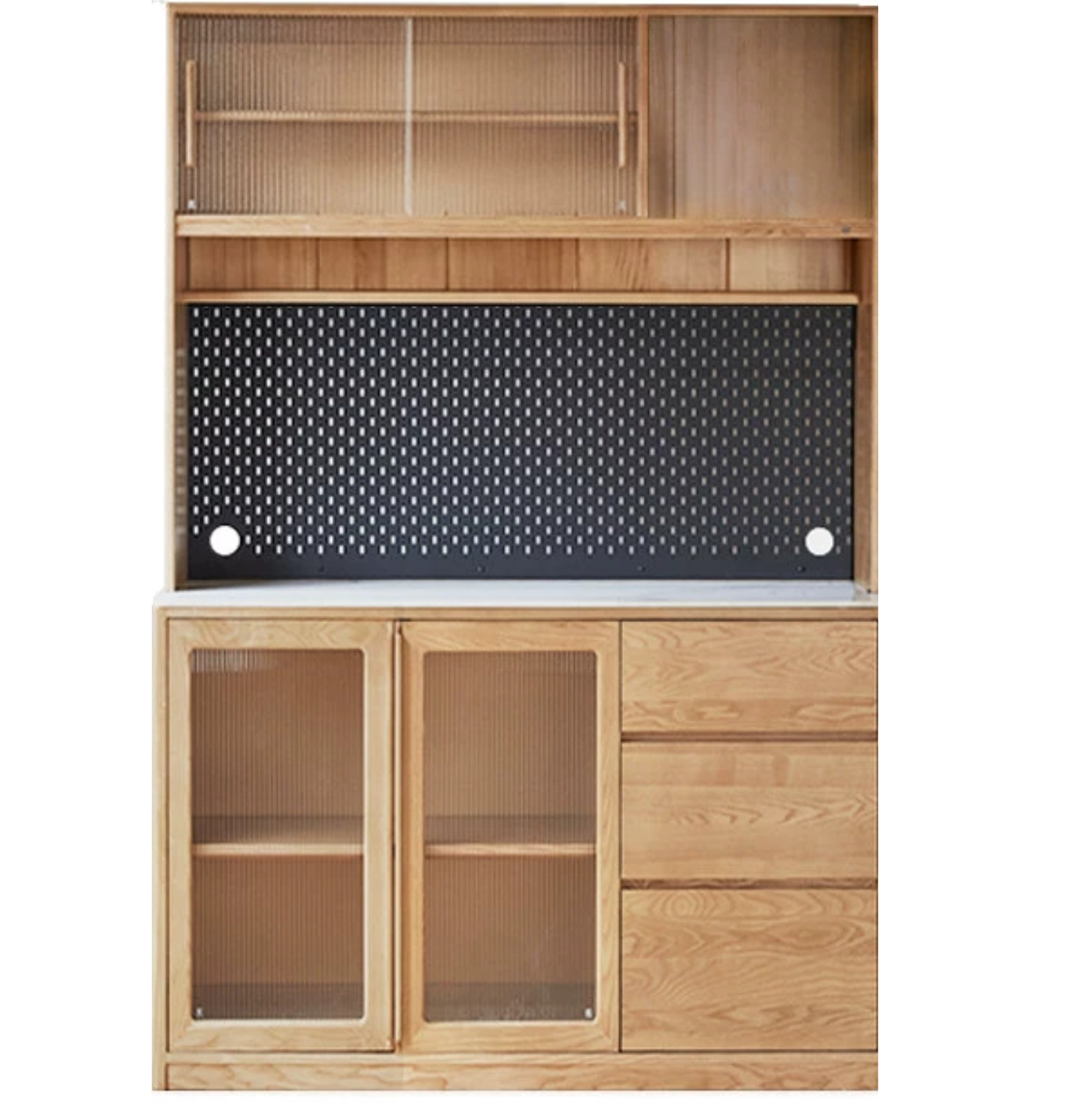 Ash Solid Wood White Wax Rock Plate Sideboard