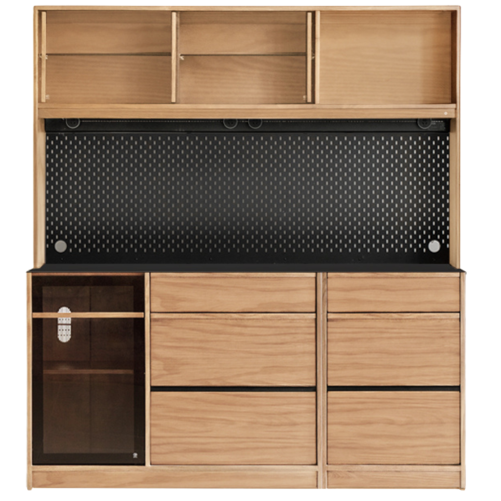 Black Walnut, Ash Solid Wood Light Luxury Style Rock Board Sideboard