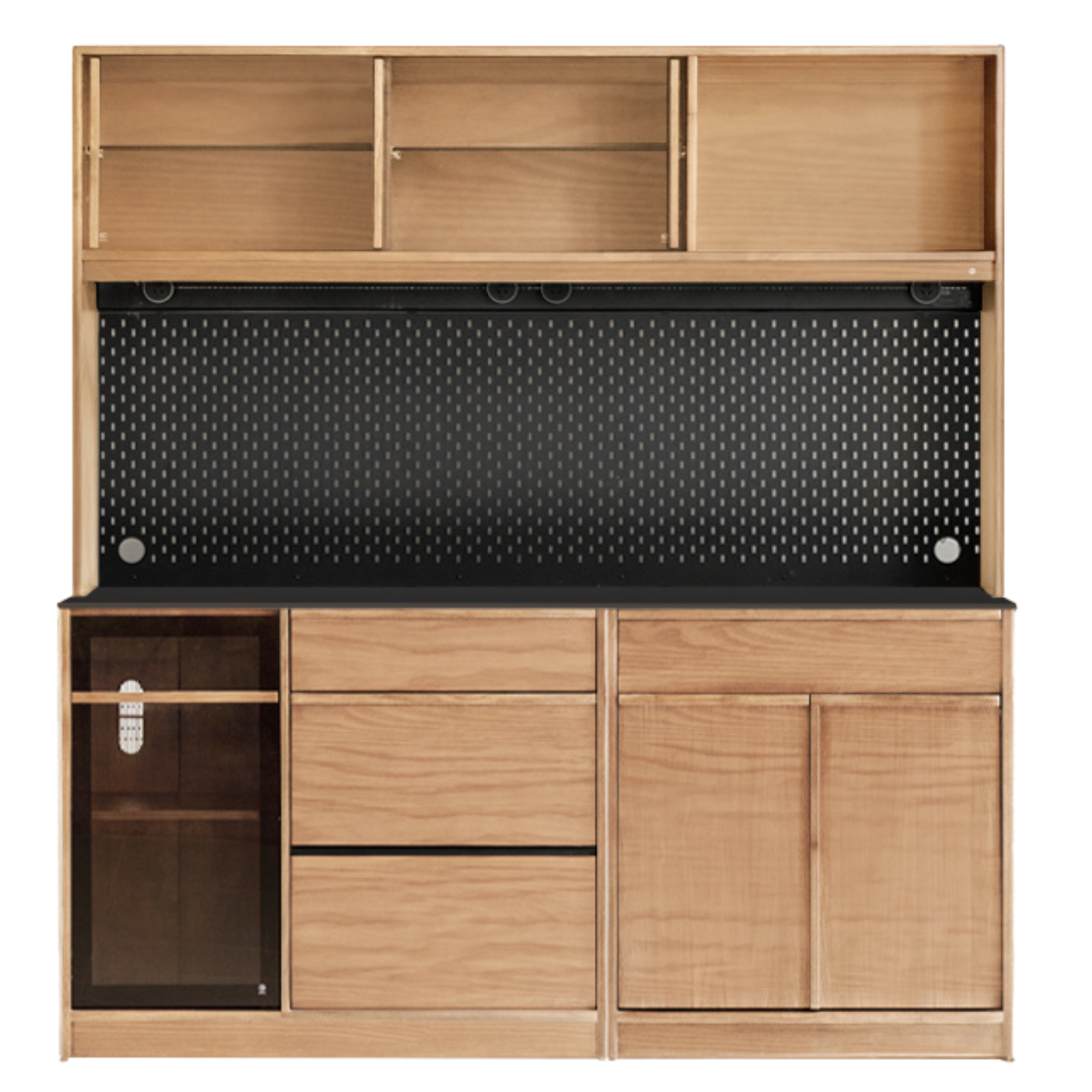 Black Walnut, Ash Solid Wood Light Luxury Style Rock Board Sideboard