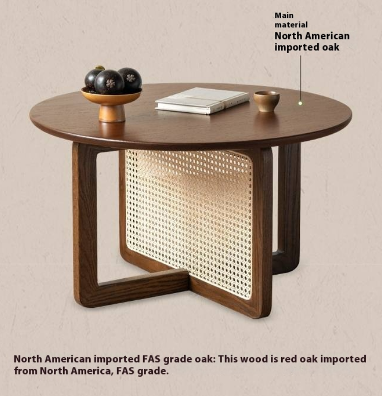 Black Walnut, Oak Solid Wood Rattan Modern Coffee Table