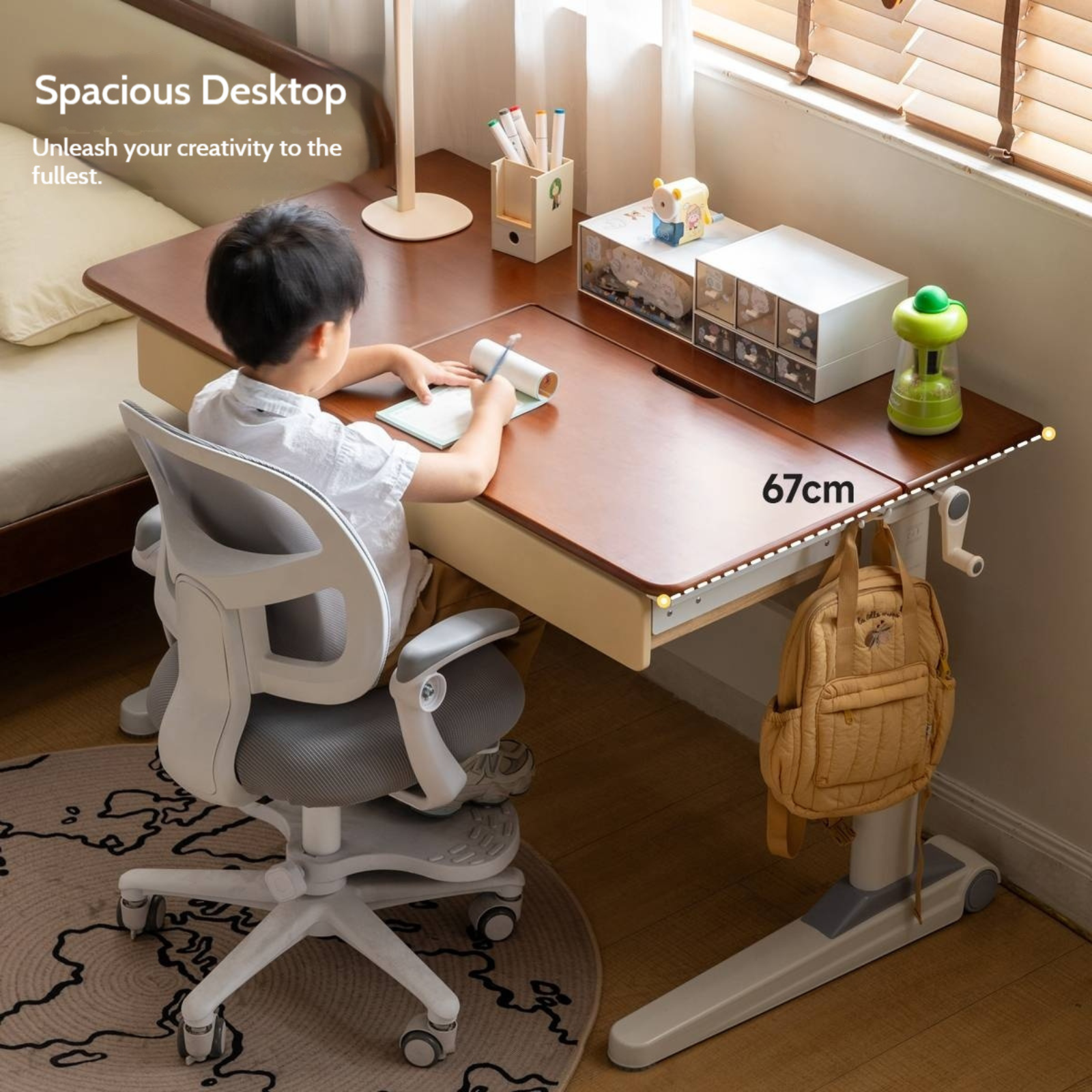 Solid Rubberwood Retro Style Children's Study Desk