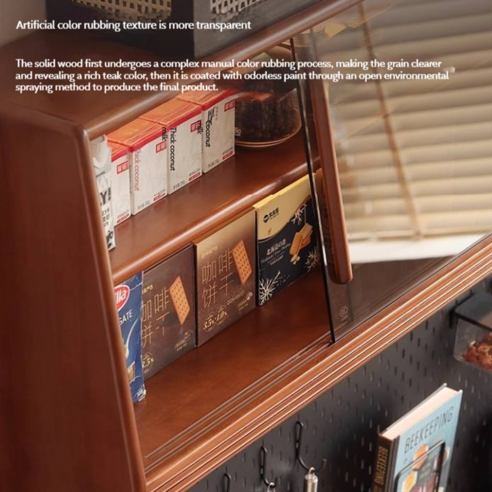 Poplar Solid Wood Antique Style Dining Cabinet