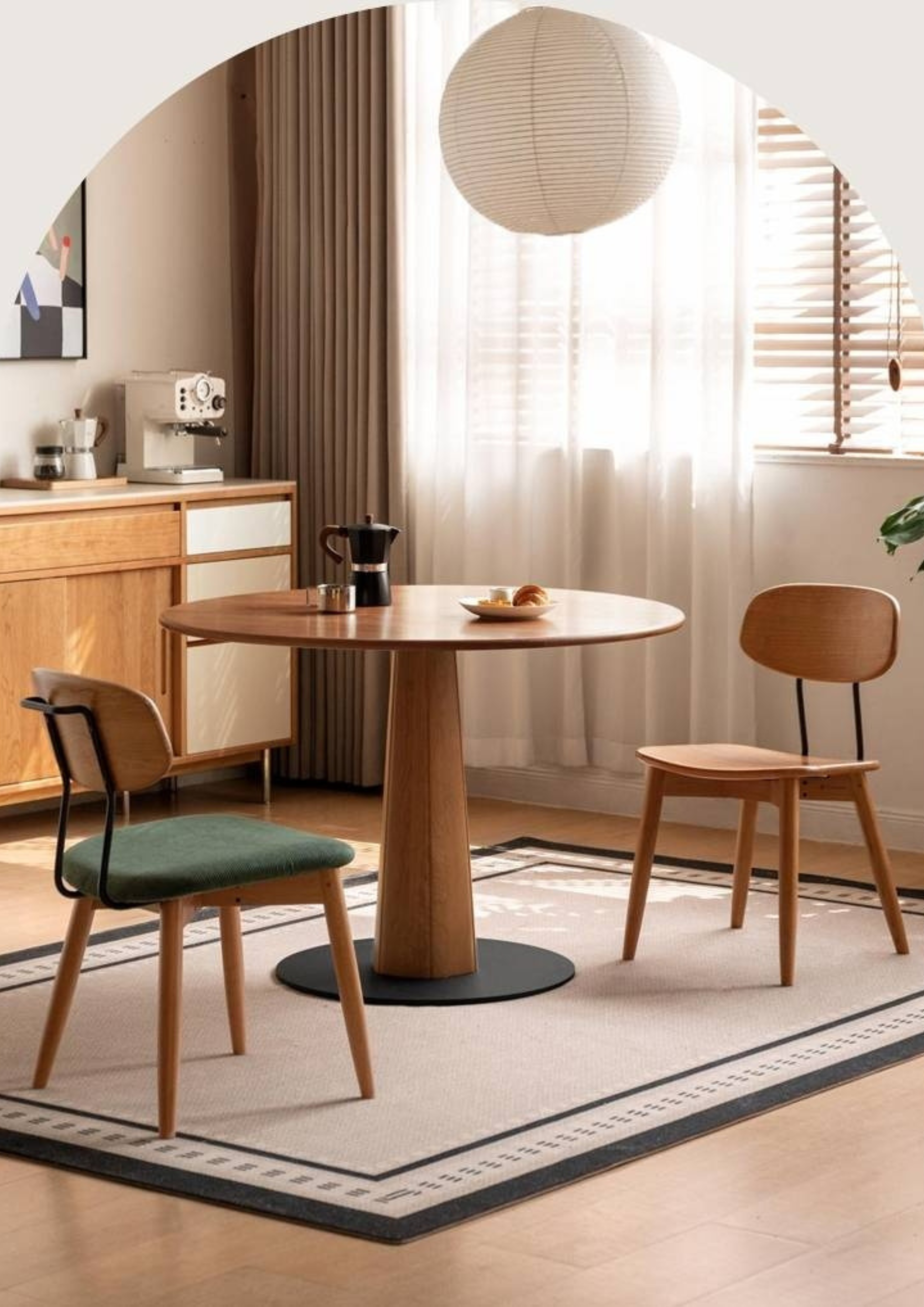 Set 2 pcs Cherry, Oak, Black Walnut Solid Wood Bauhaus Style Retro Dining Chair