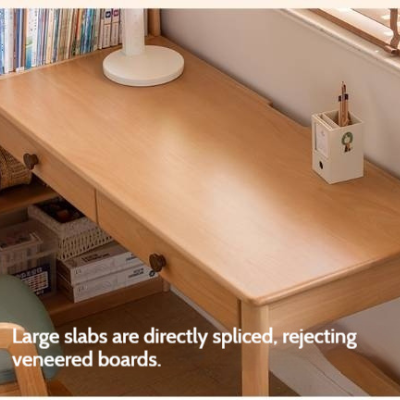 Beech Solid Wood Children's Desk and Bookshelf