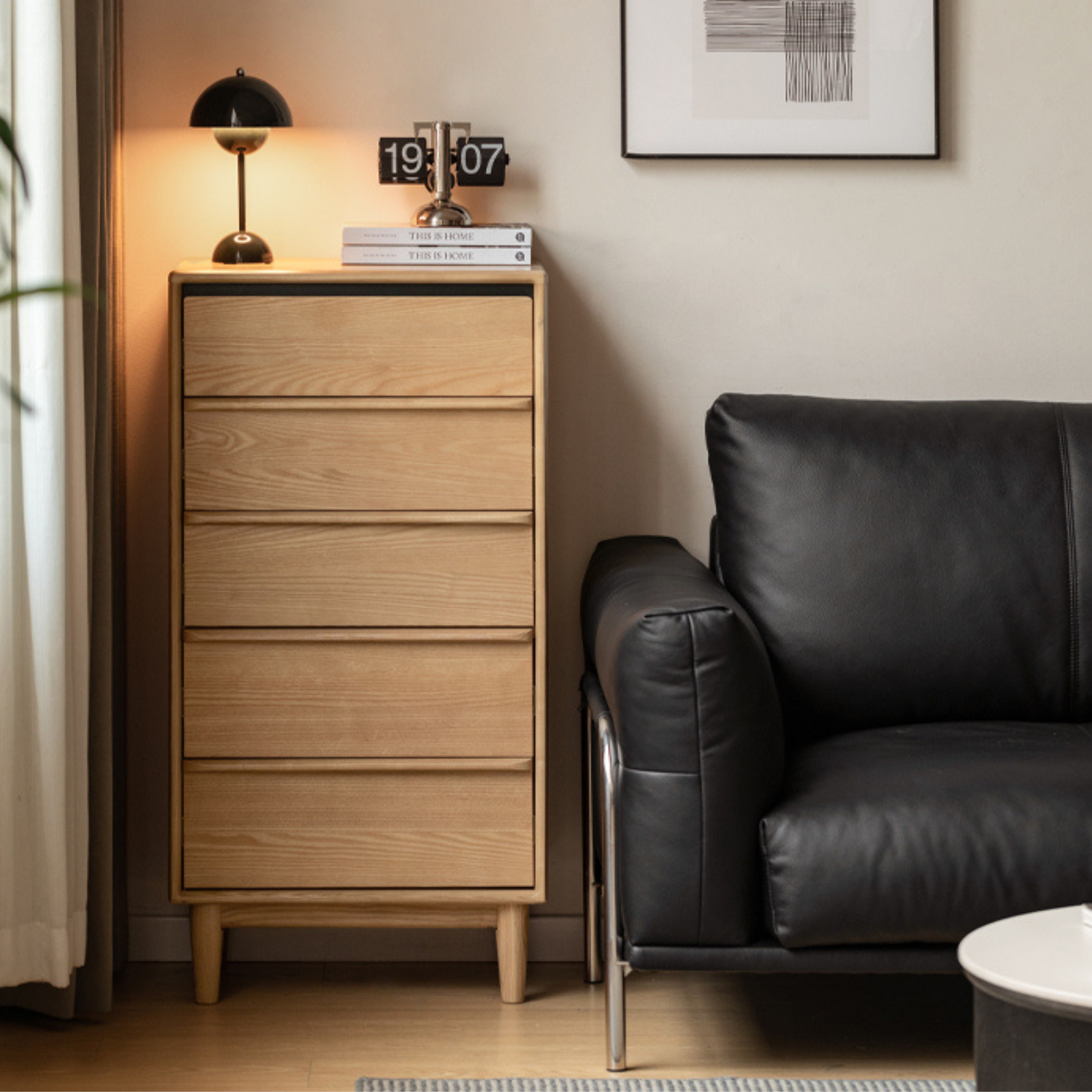 Ash Solid Wood Storage Drawer Cabinet