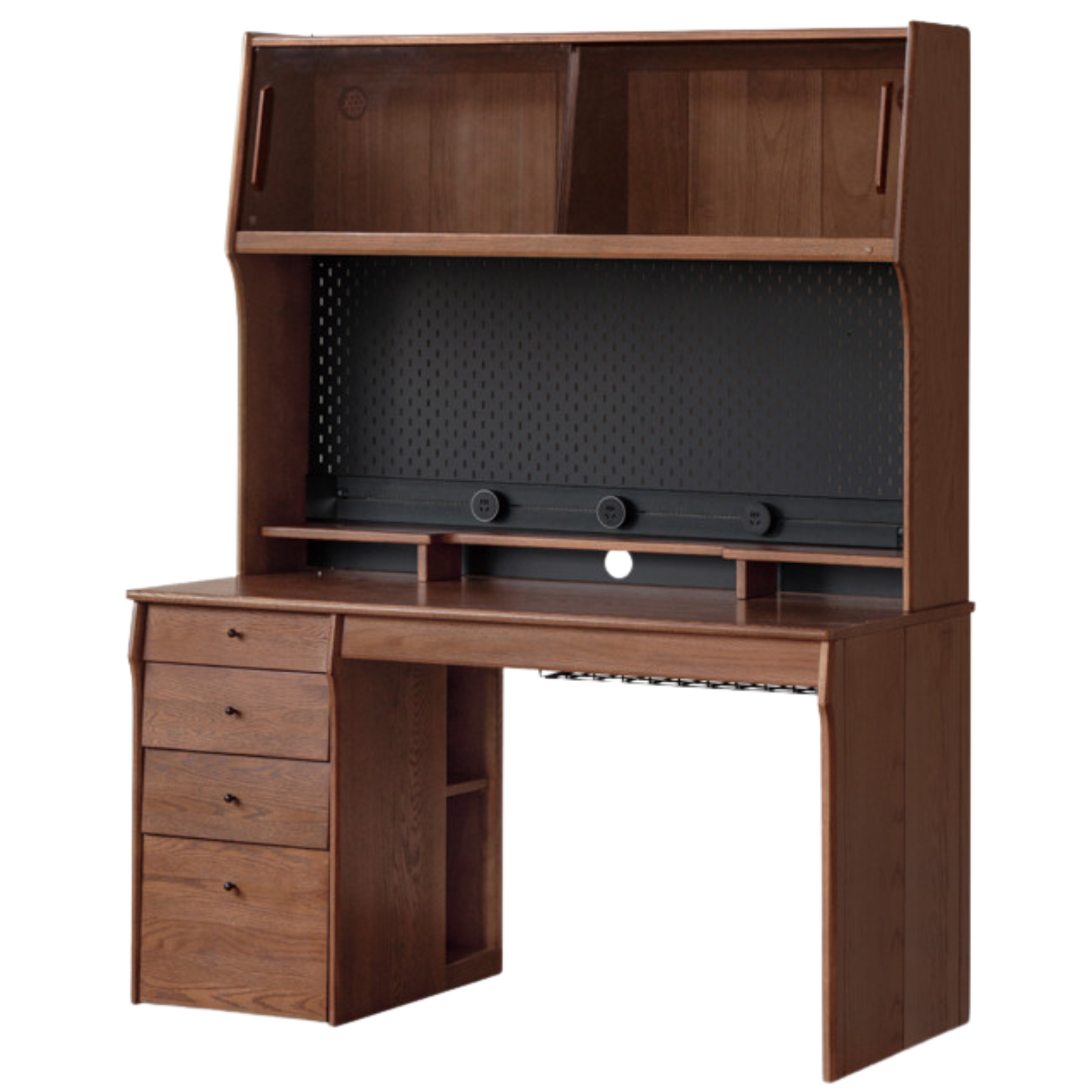 Oak Solid Wood Computer Desk With Shelf