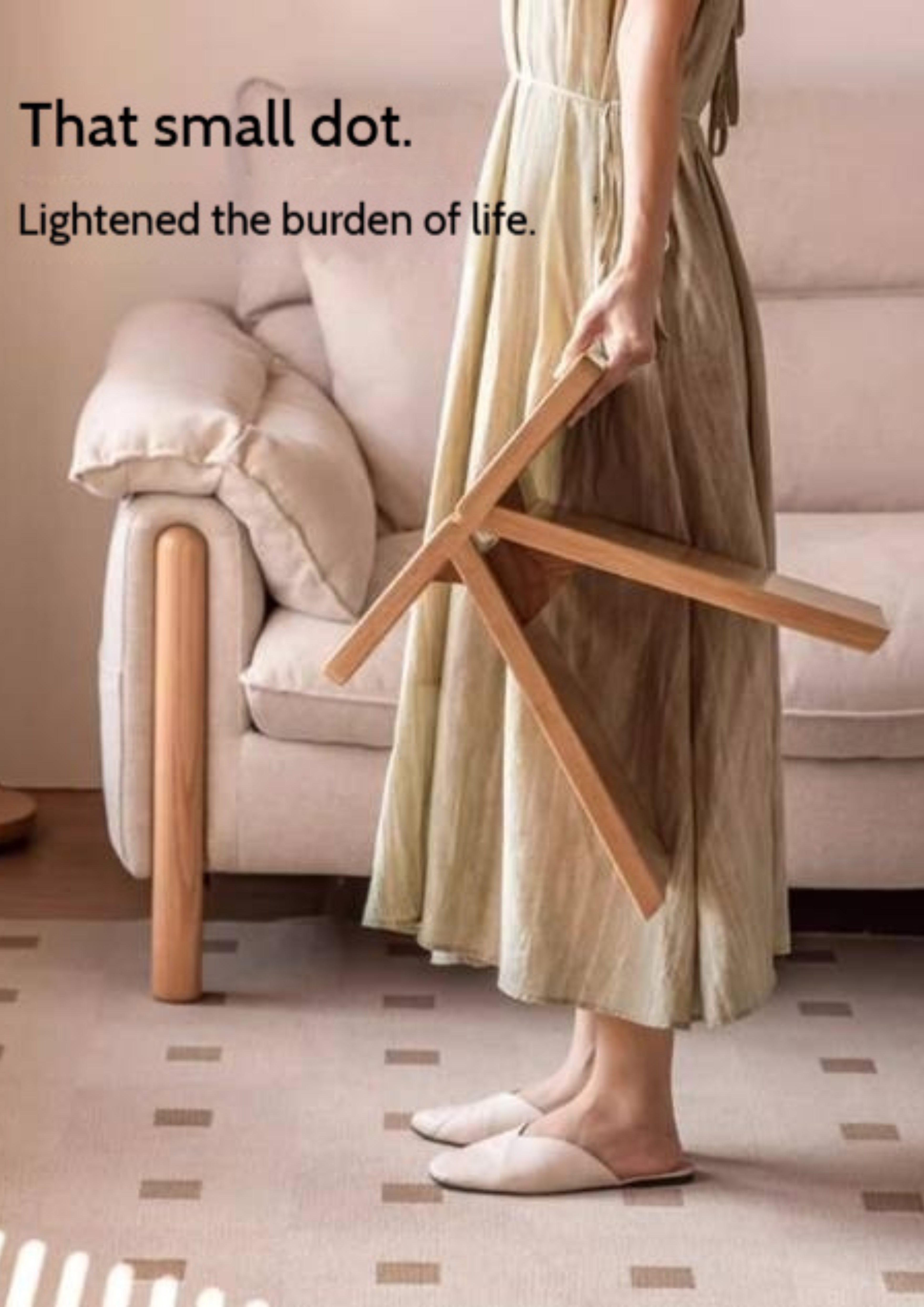 Solid Rubberwood Modern Minimalist Shoe Changing Stool