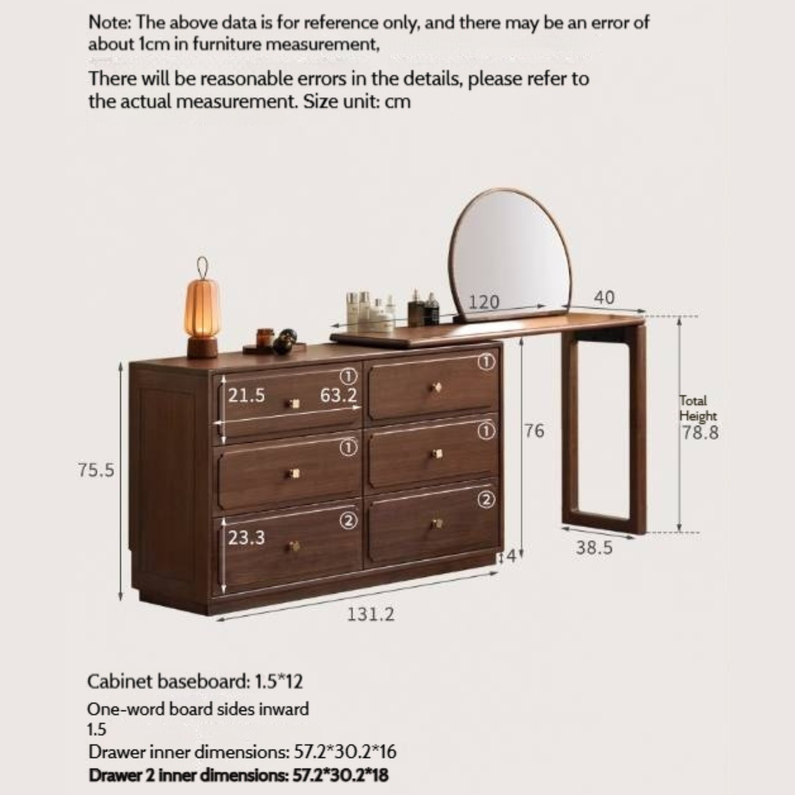 Black Walnut Solid Wood Rotating Vanity Table