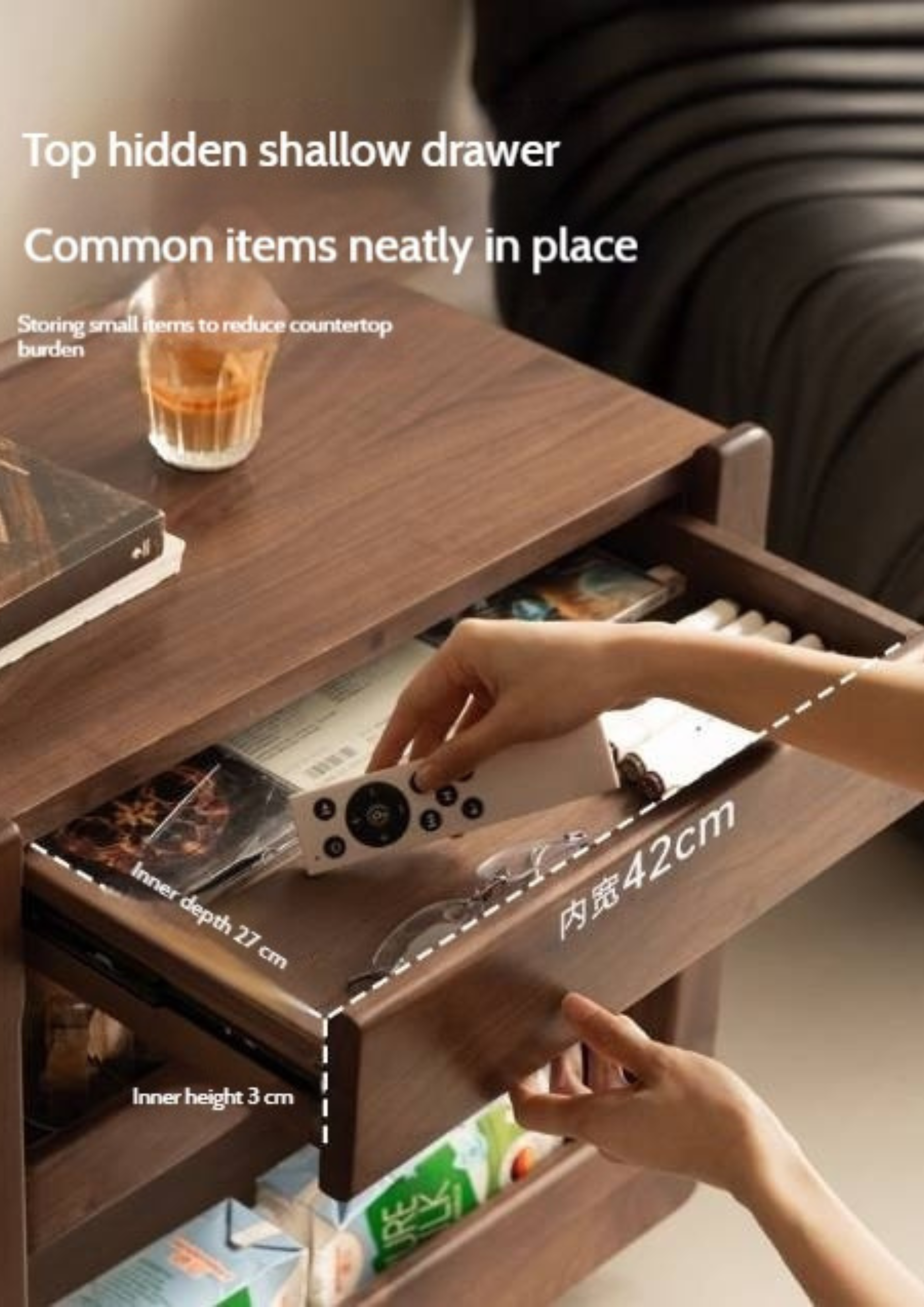 Black Walnut, Oak Solid Wood Luxury Corner Side Table