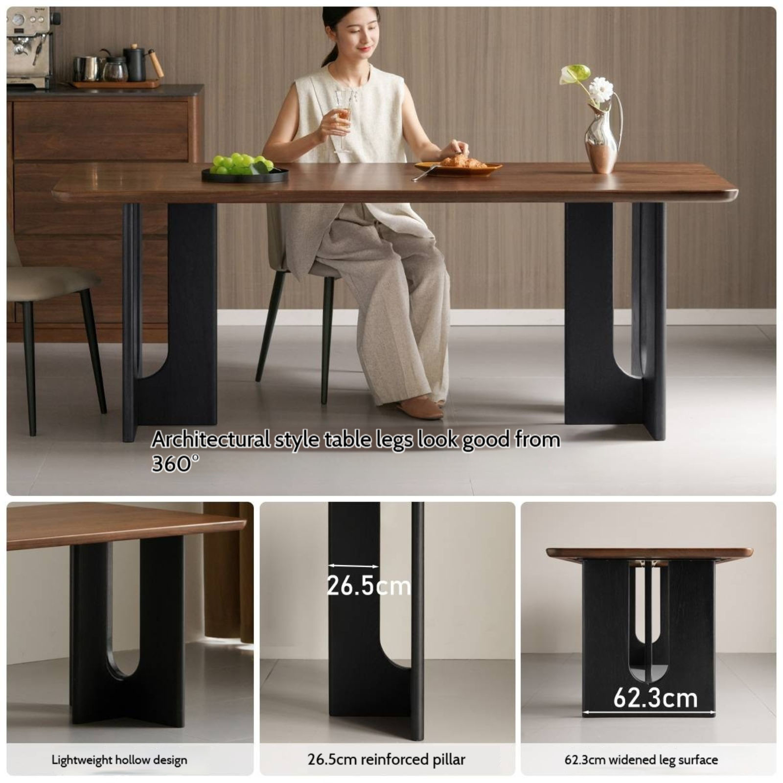 Black Walnut Solid Wood Light Luxury Dining Table