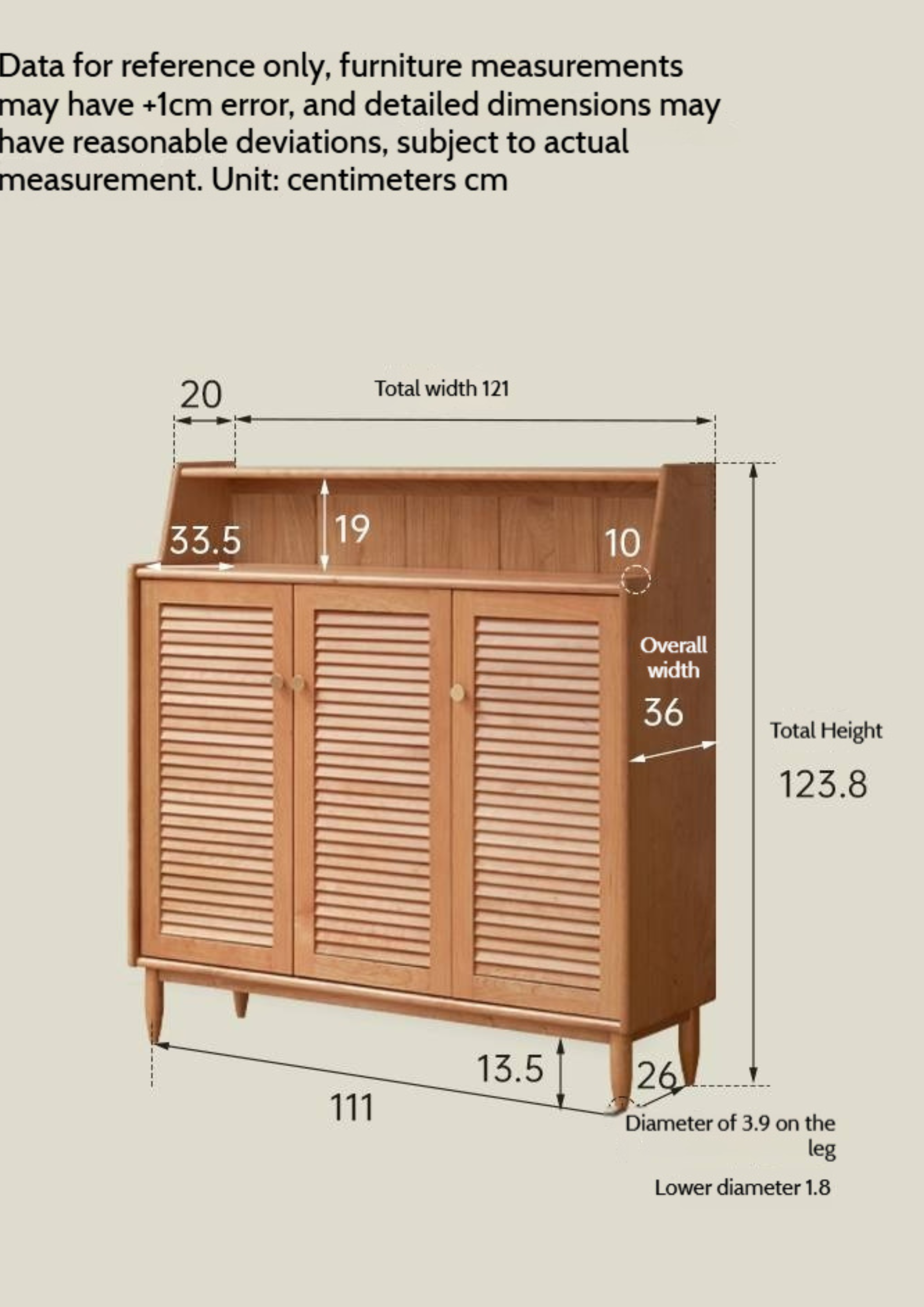 Cherry Solid Wood Entrance Shoe Cabinet