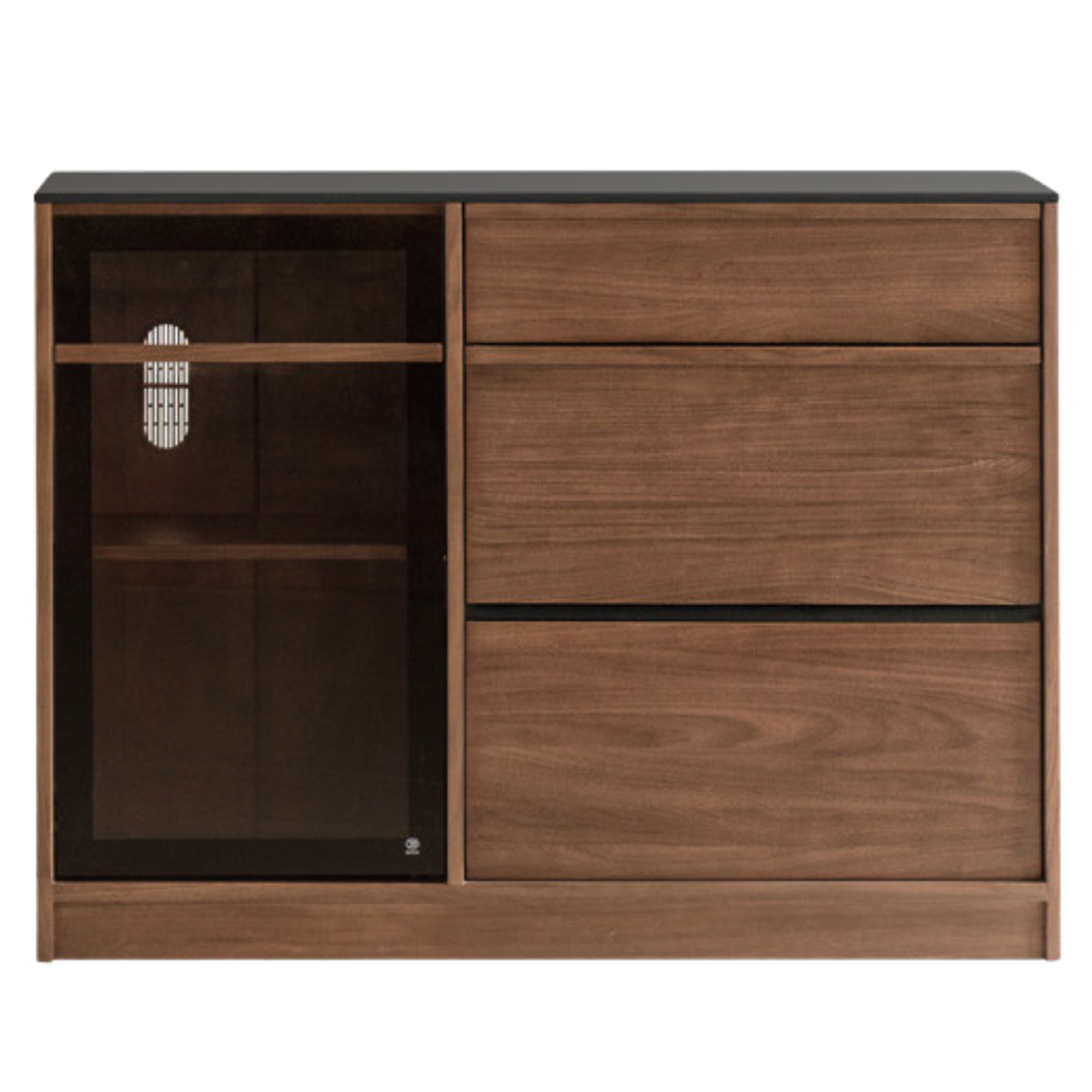 Black Walnut, Ash Solid Wood Light Luxury Style Rock Board Sideboard