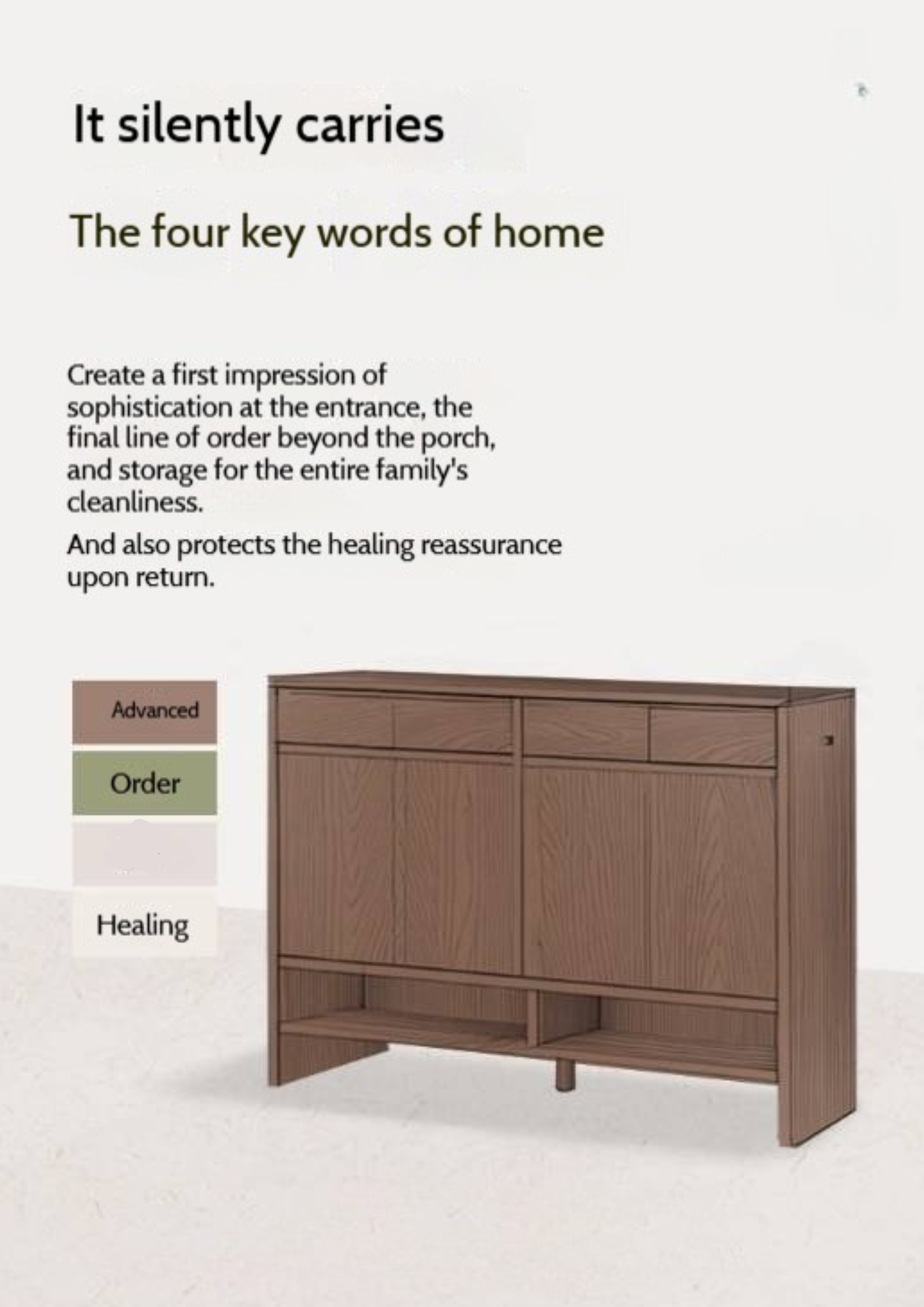 Black Walnut, Oak Solid Wood Italian Light Luxury Shoe Cabinet