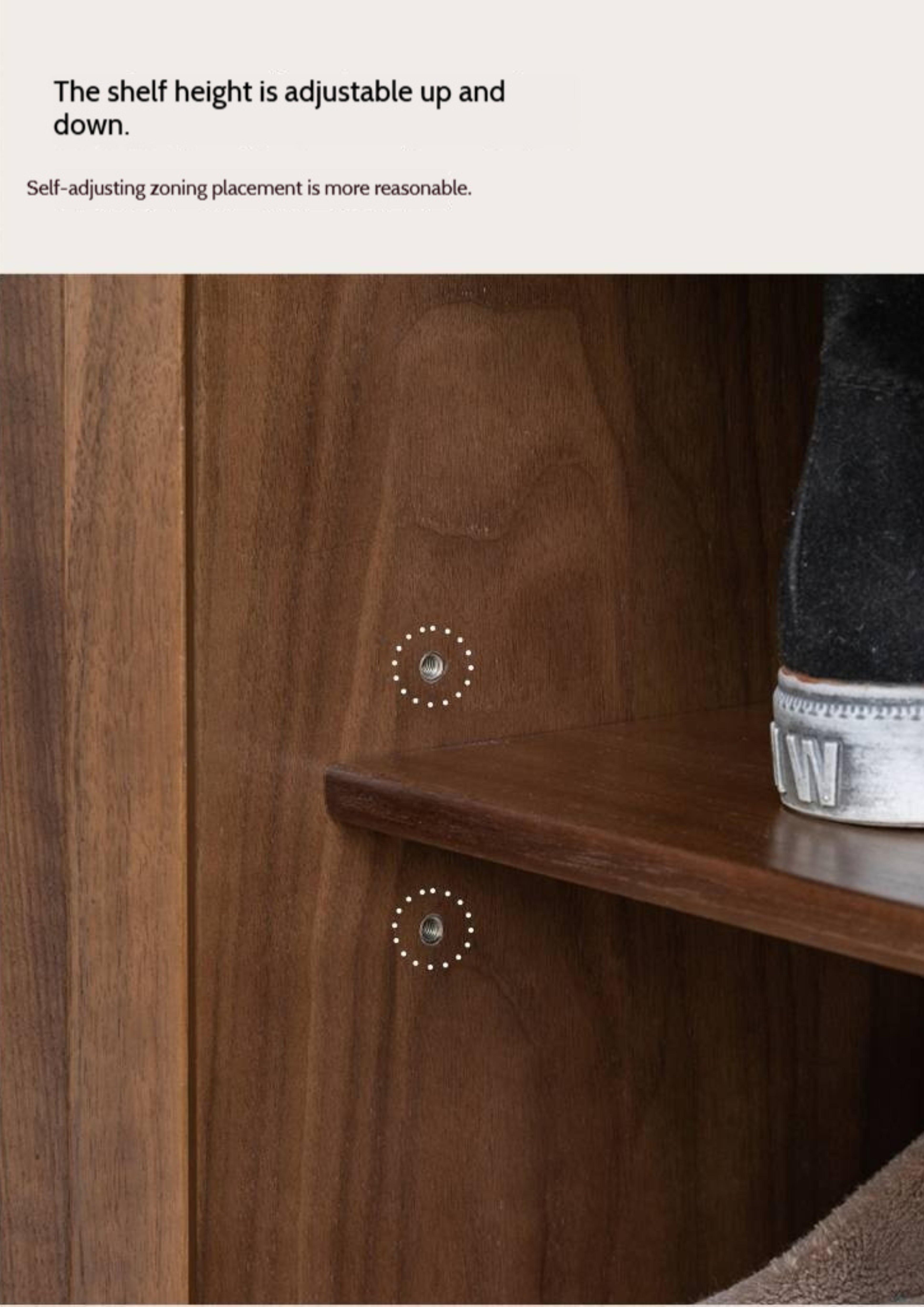 Black Walnut, Ash Two Door Shoe Cabinet Entrance