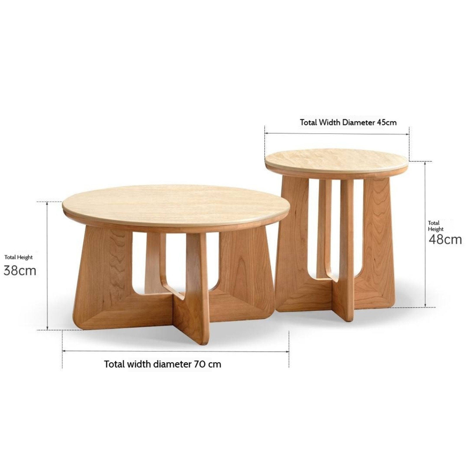 Cherry Solid Wood Rock Plate Round Coffee Table