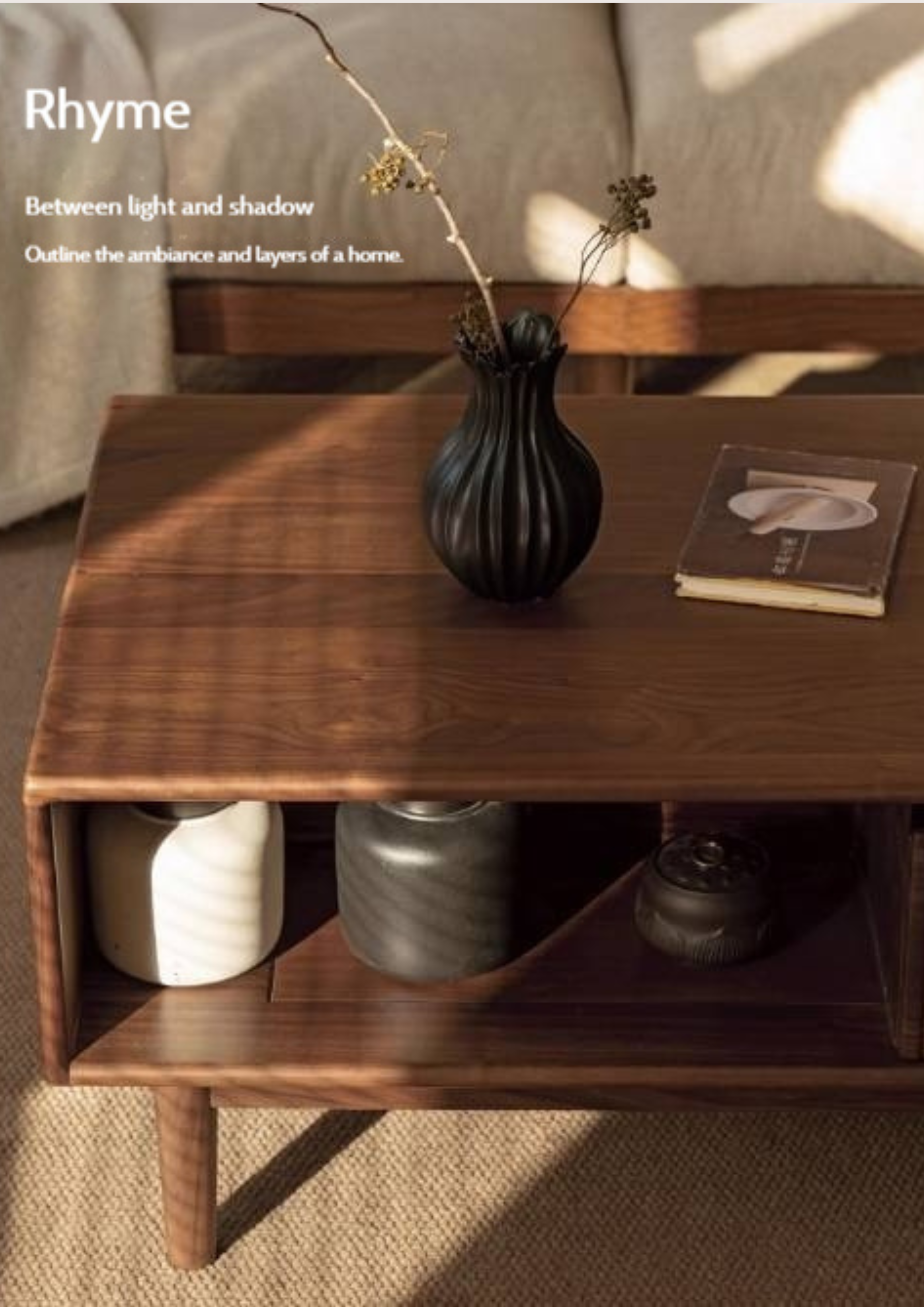 Black Walnut, Rosewood Solid Wood Italian Light Luxury Coffee Table