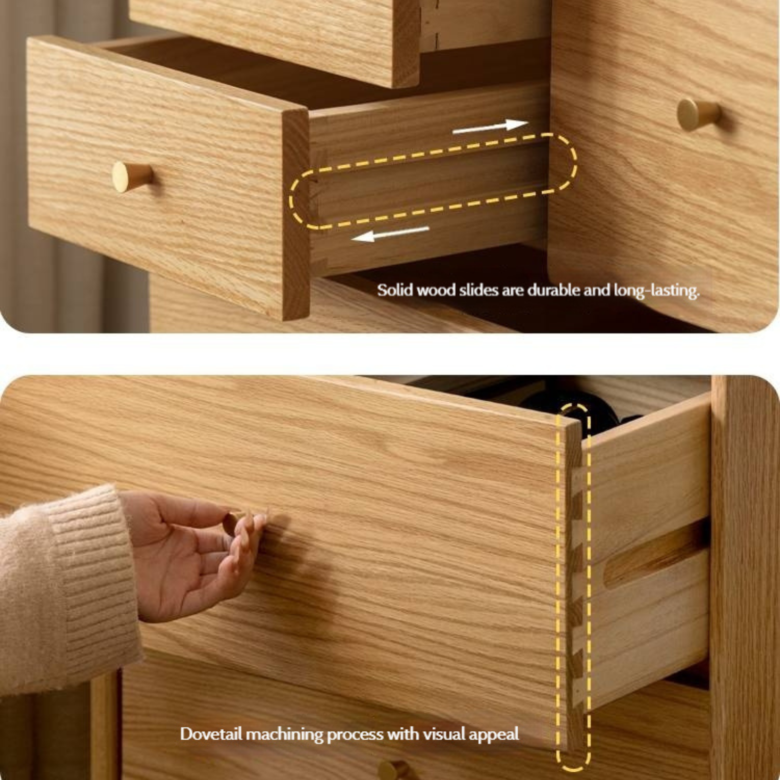 Oak Solid Wood Side Cabinet, Six-Drawer Chest.