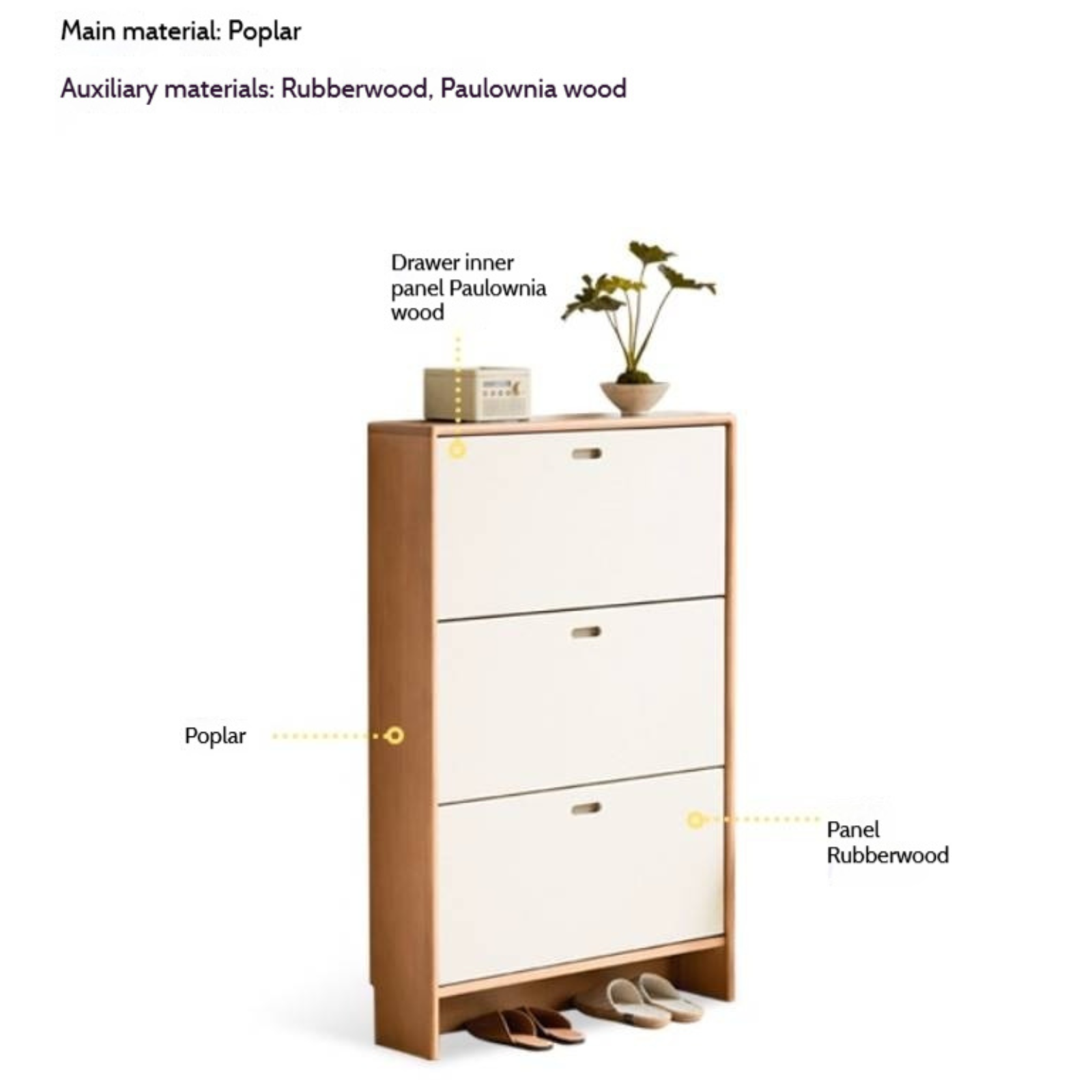 Birch Solid Wood Ultra-Thin Shoe Cabinet