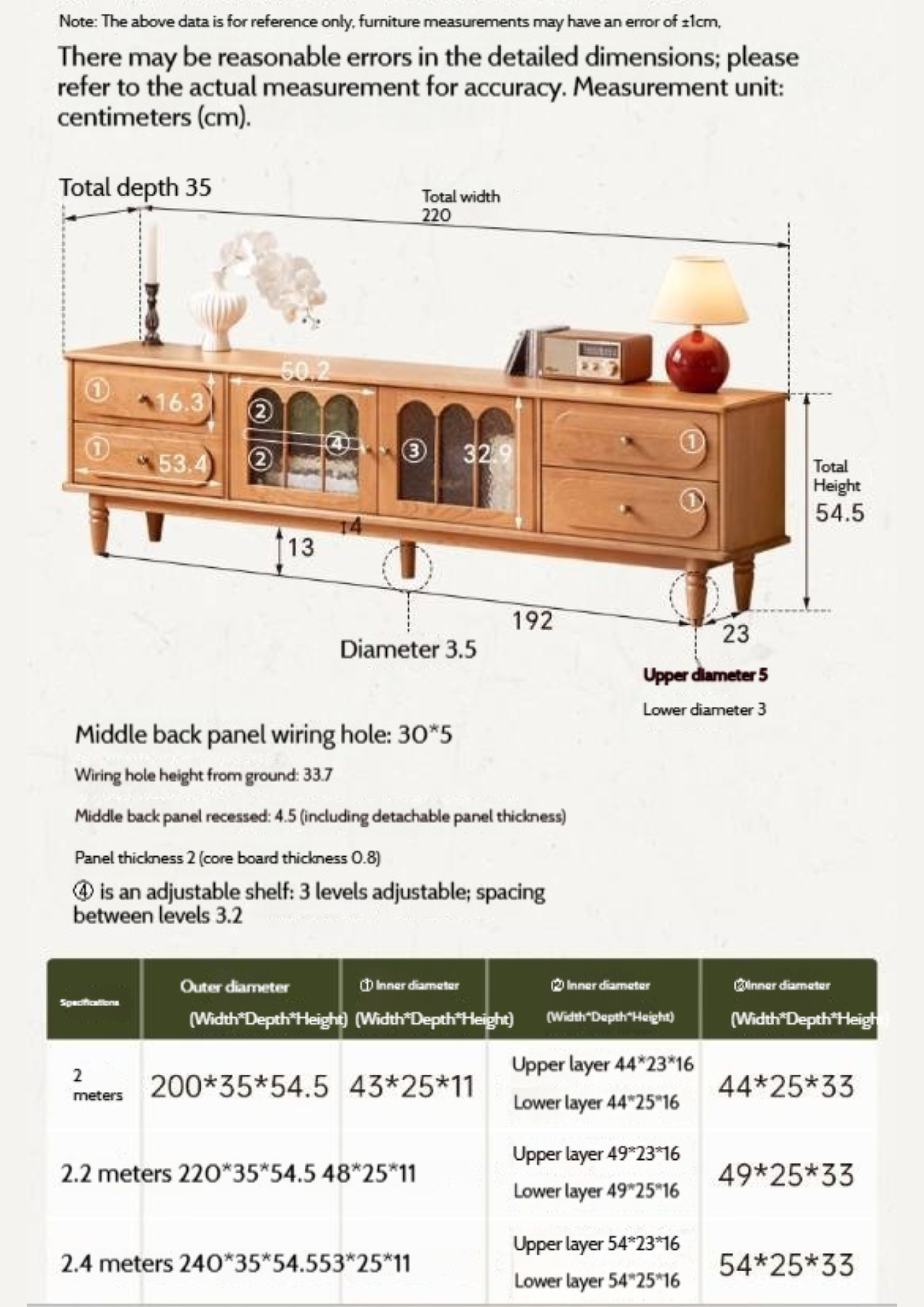 Cherry Solid Wood Style French Retro TV Stand