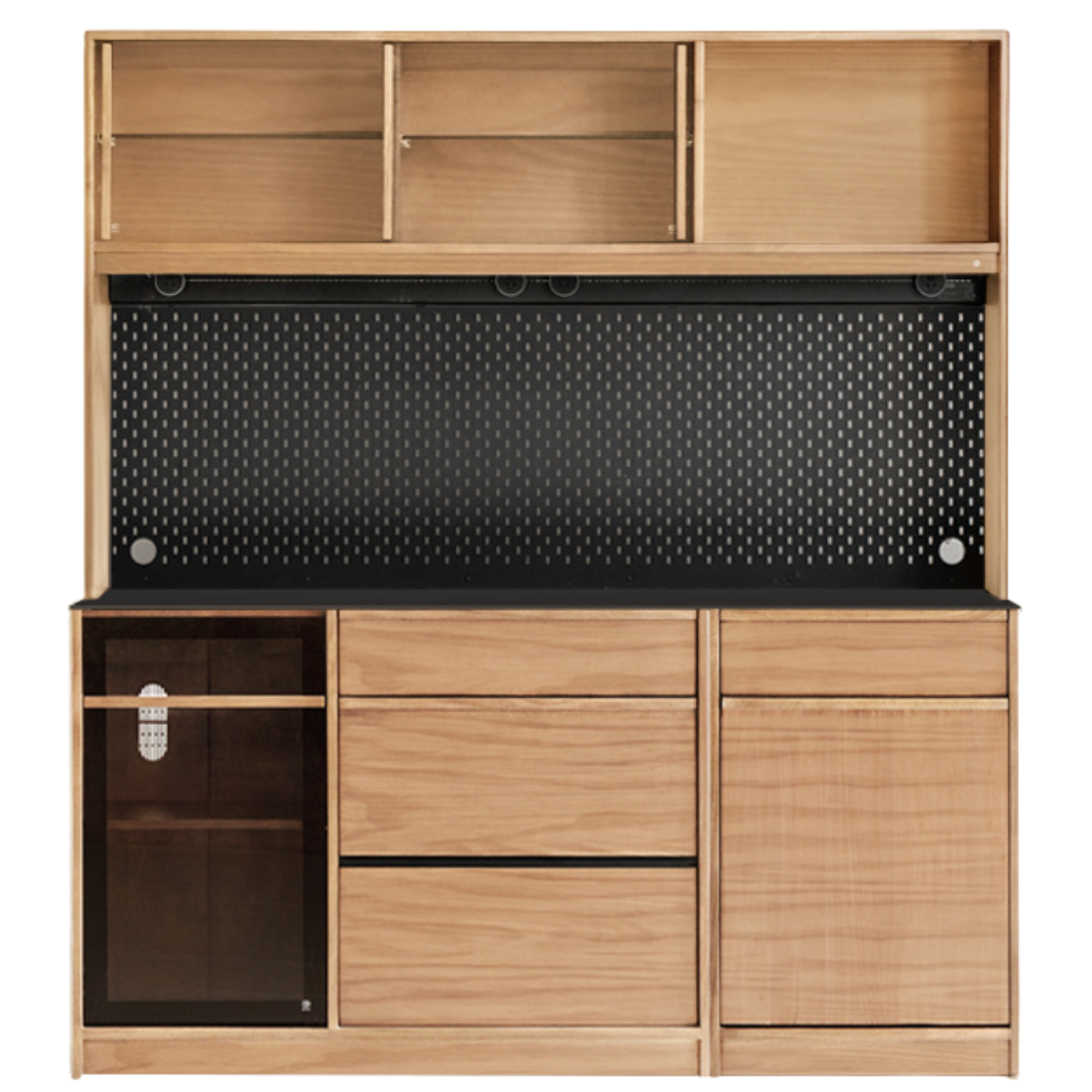 Black Walnut, Ash Solid Wood Light Luxury Style Rock Board Sideboard