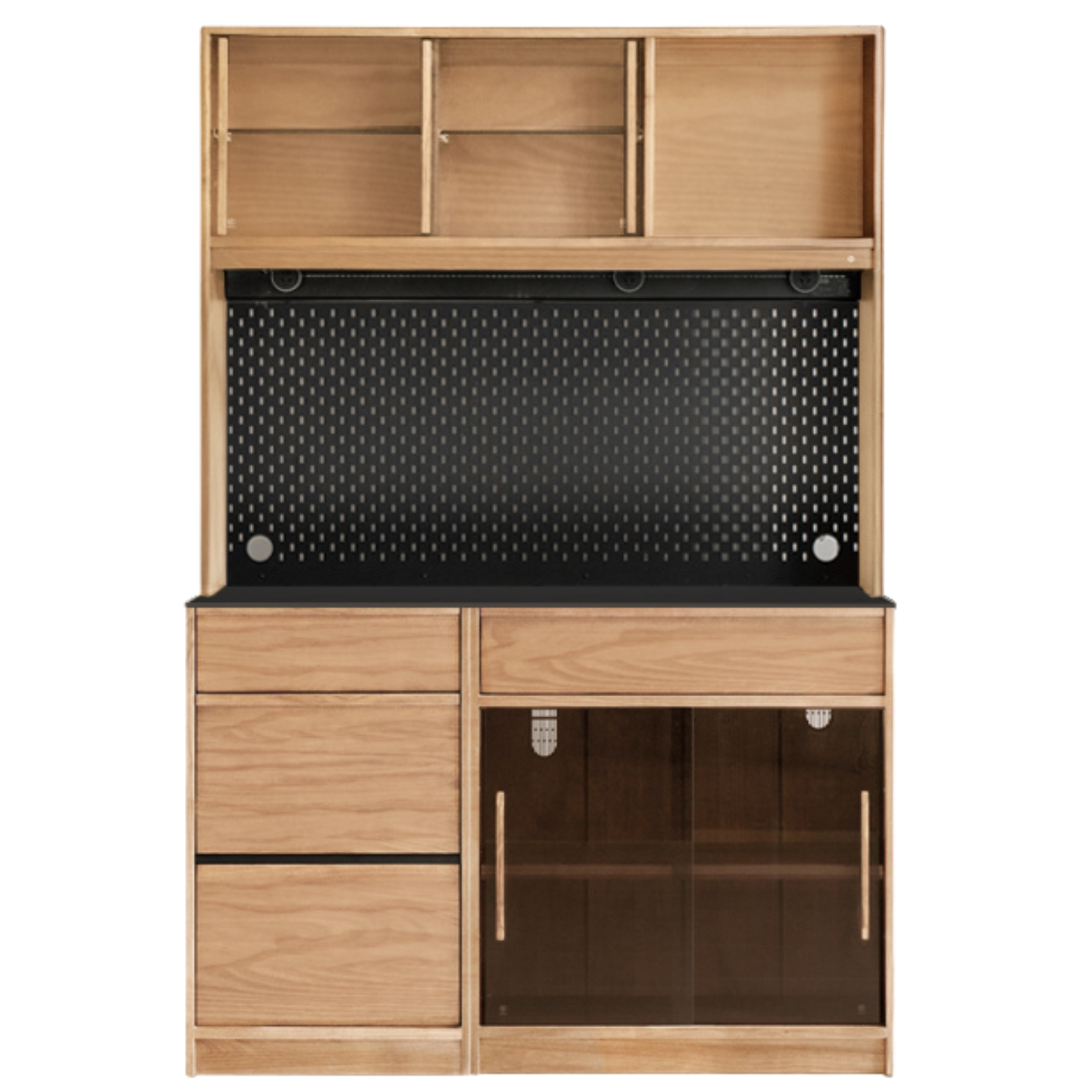 Black Walnut, Ash Solid Wood Light Luxury Style Rock Board Sideboard