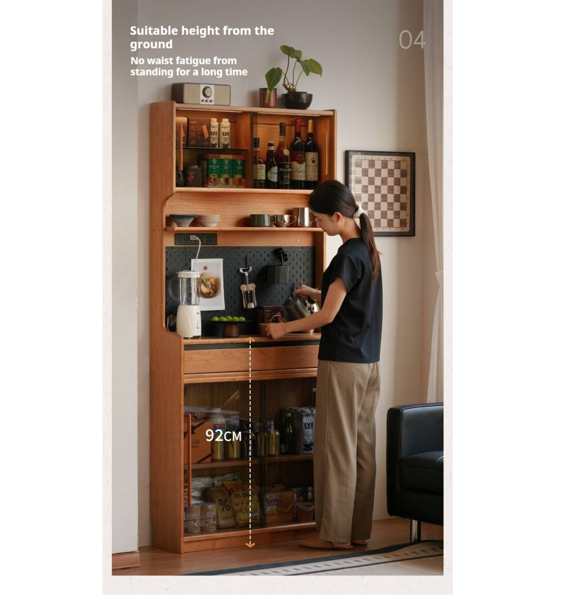 Cherry Solid Wood Ultra-thin Sideboard.