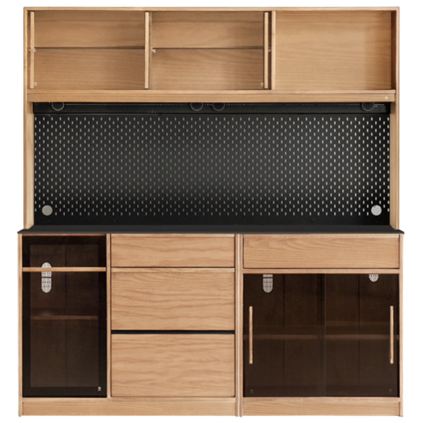 Black Walnut, Ash Solid Wood Light Luxury Style Rock Board Sideboard