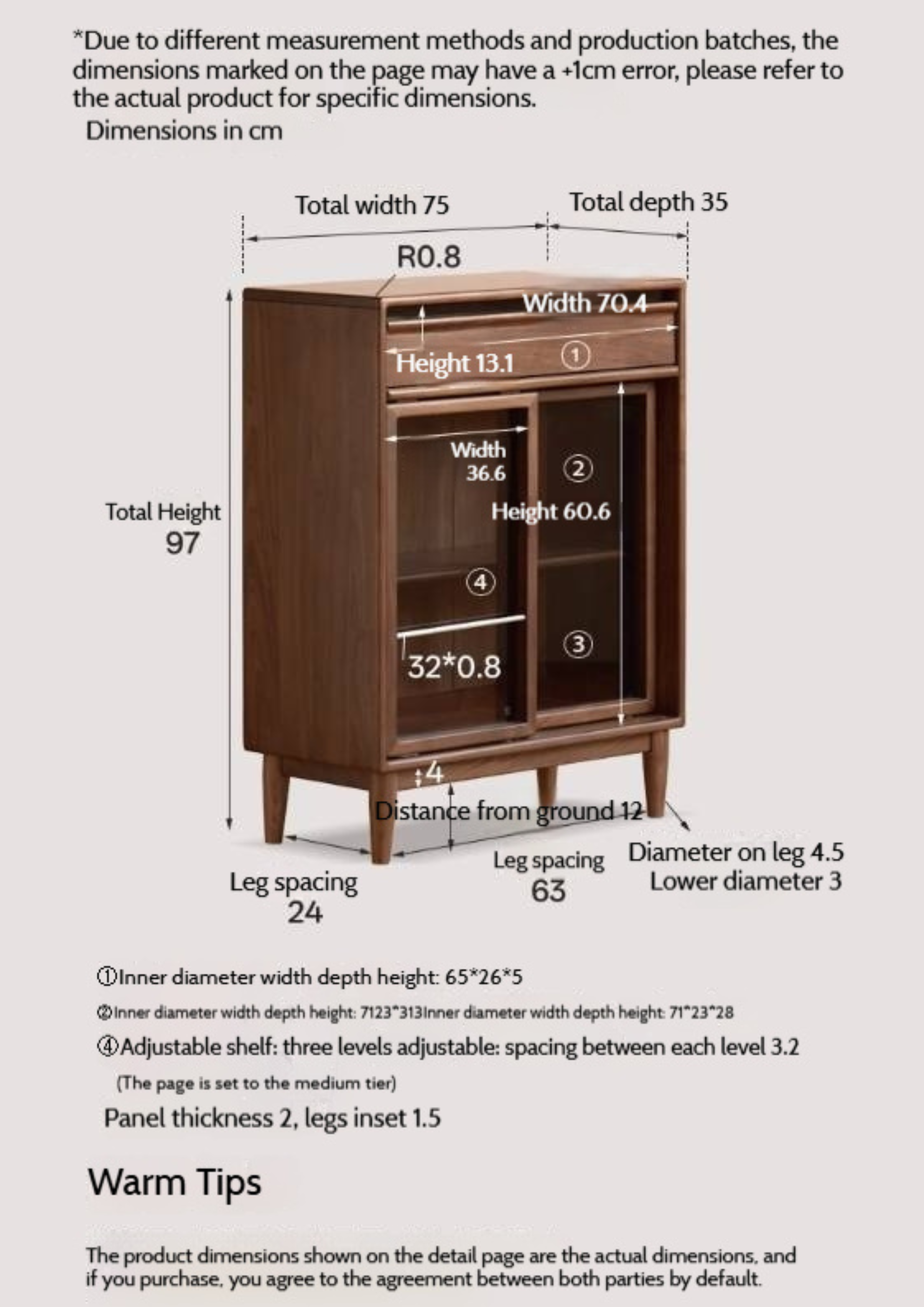 Black Walnut Solid Wood Modern Side Cabinet