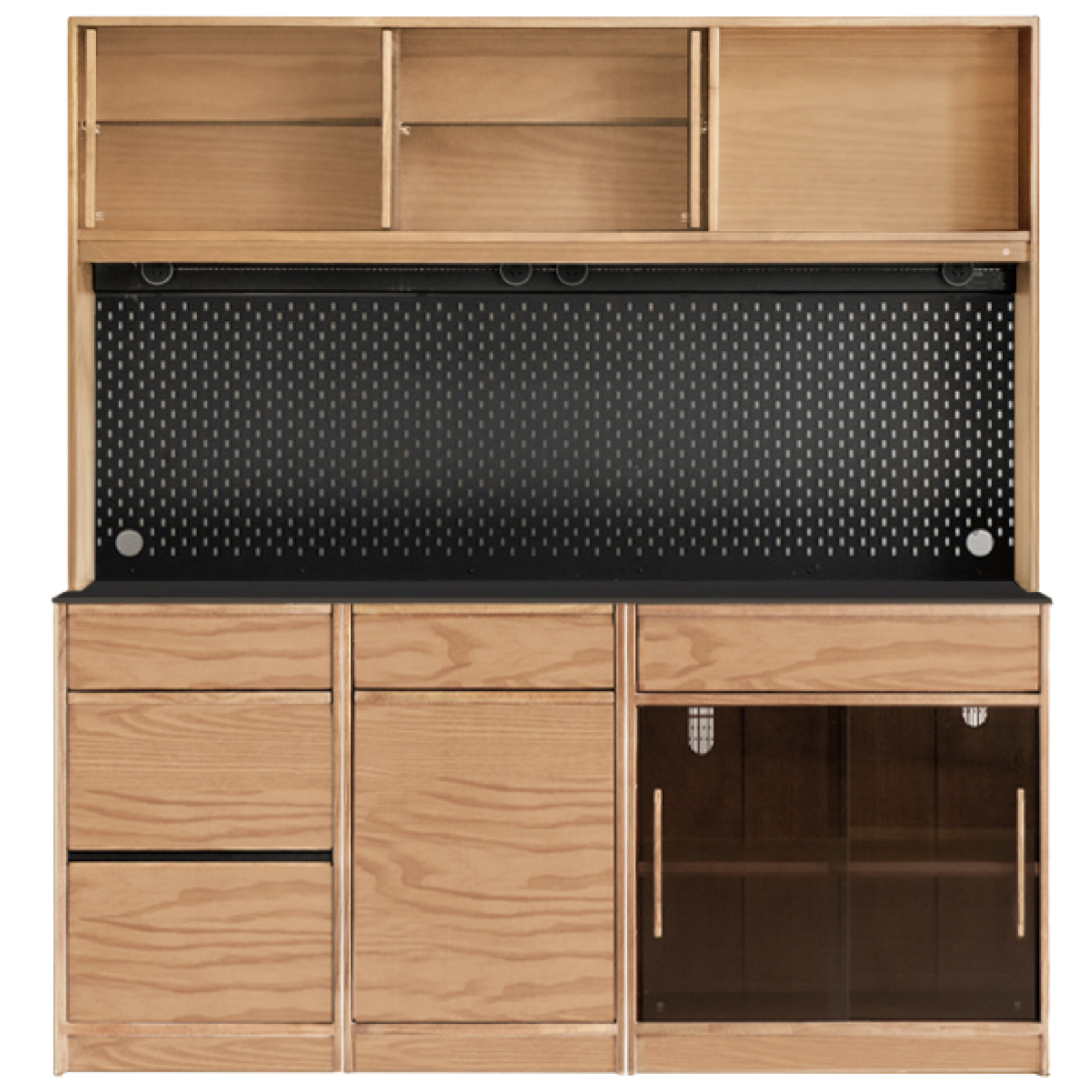 Black Walnut, Ash Solid Wood Light Luxury Style Rock Board Sideboard