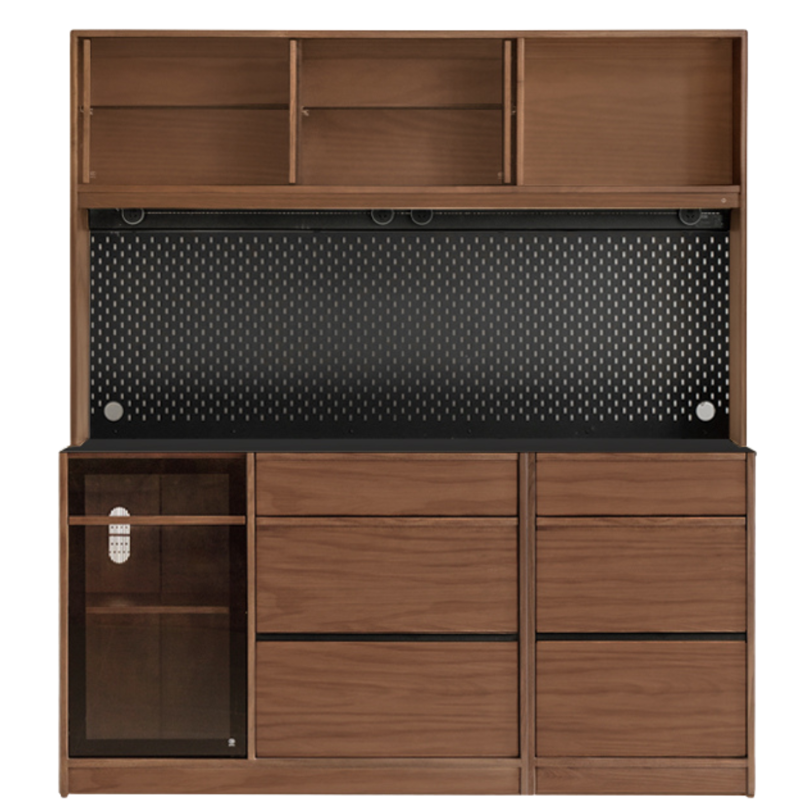 Black Walnut, Ash Solid Wood Light Luxury Style Rock Board Sideboard